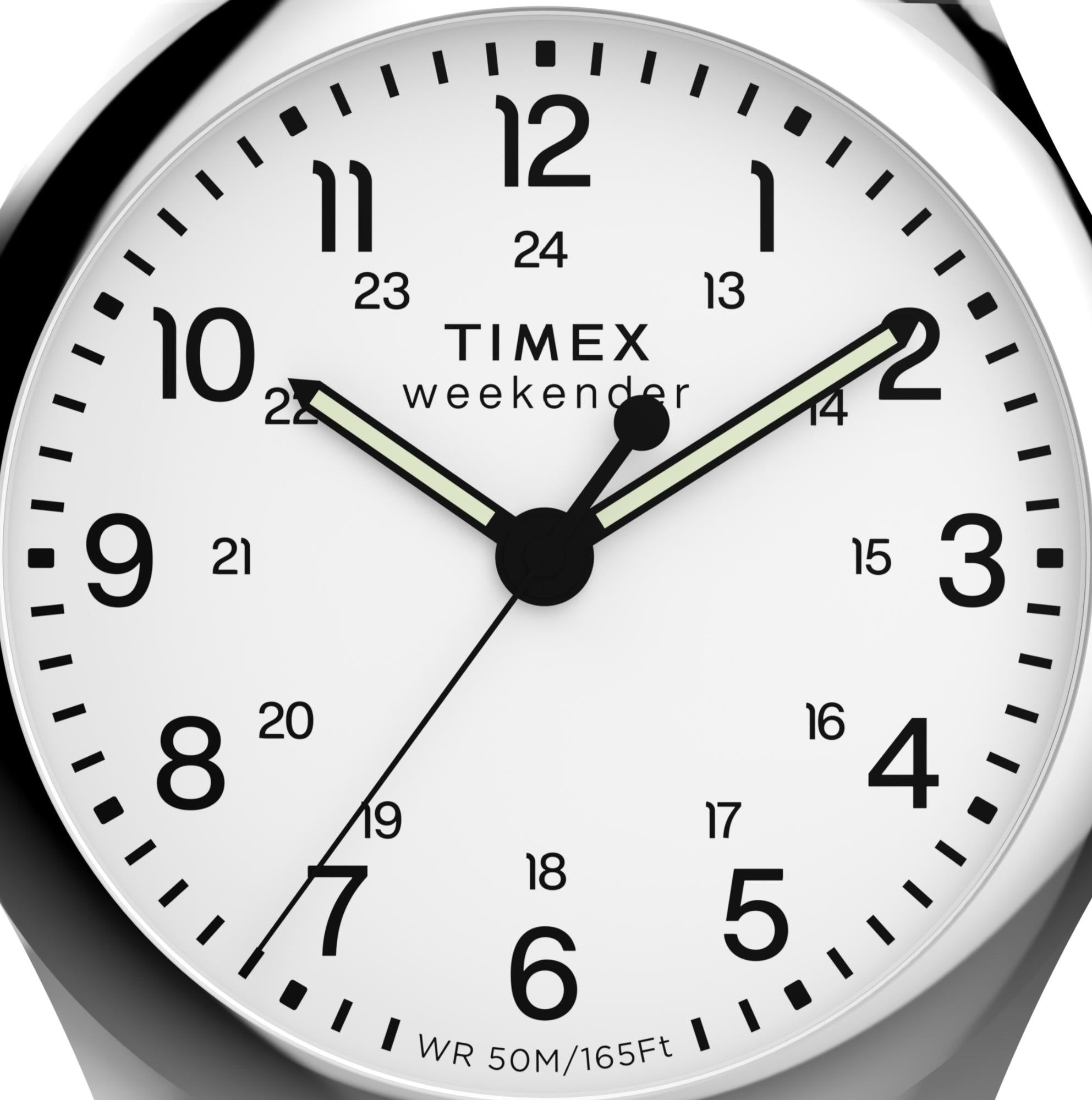 Timex Weekender 39mm Weißes Zifferblatt Leder Herren Quarz Uhr TW2Y35900