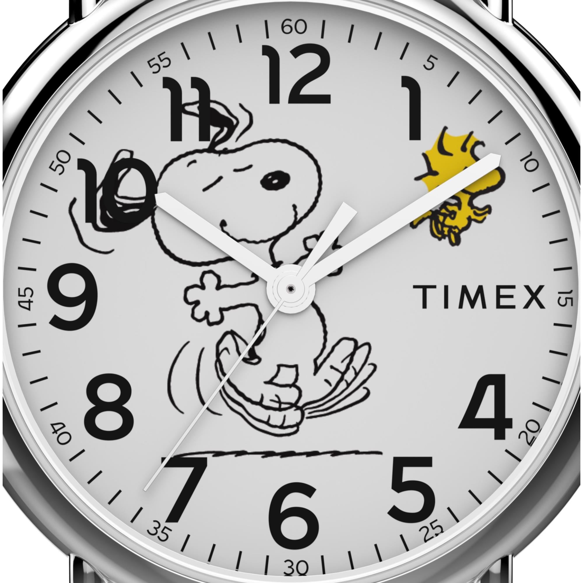 Timex Peanuts 38mm White Dial Leather Quartz Watch TW2Y31000