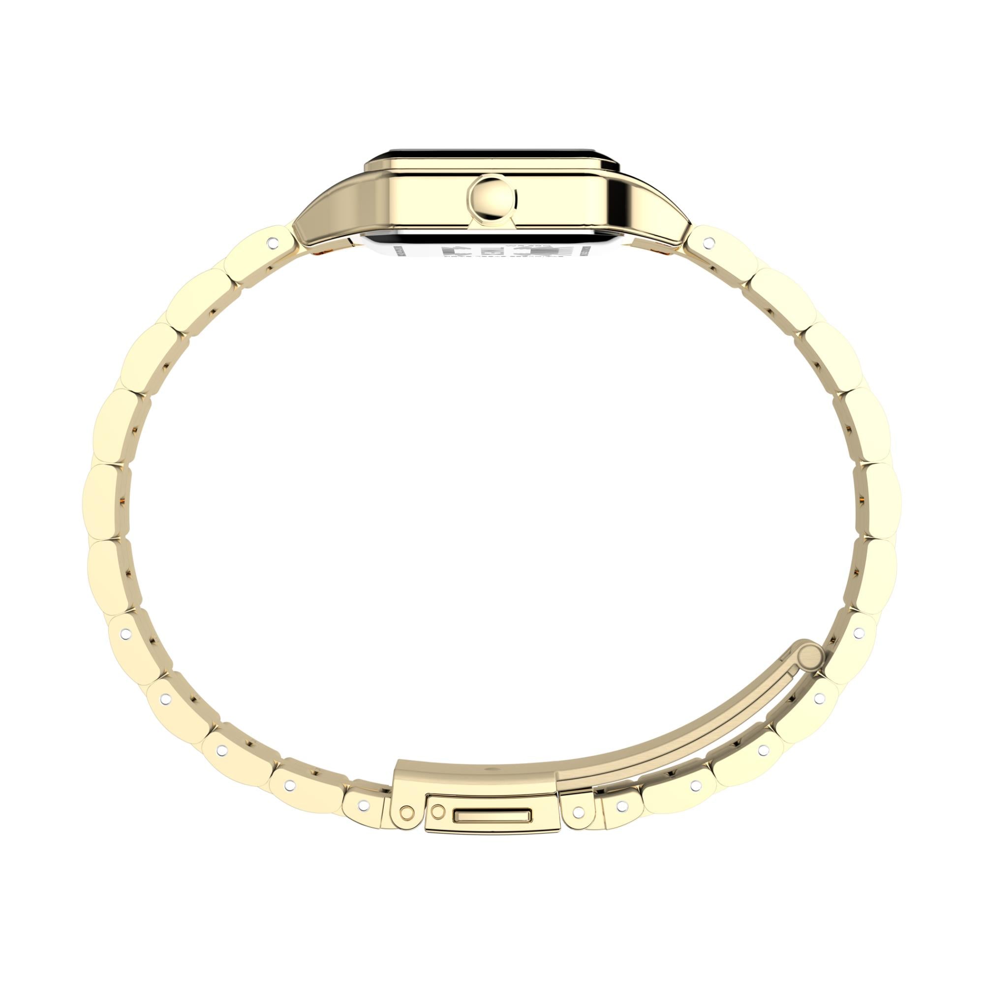 Timex Trend TW2Y23700 gold-tone steel watch profile and fully connected bracelet view