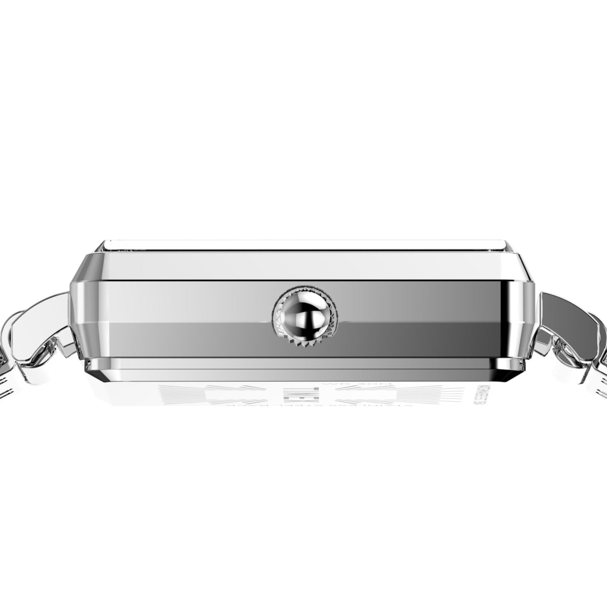 Timex TREND TW2Y26300 square stainless steel case and crown detail