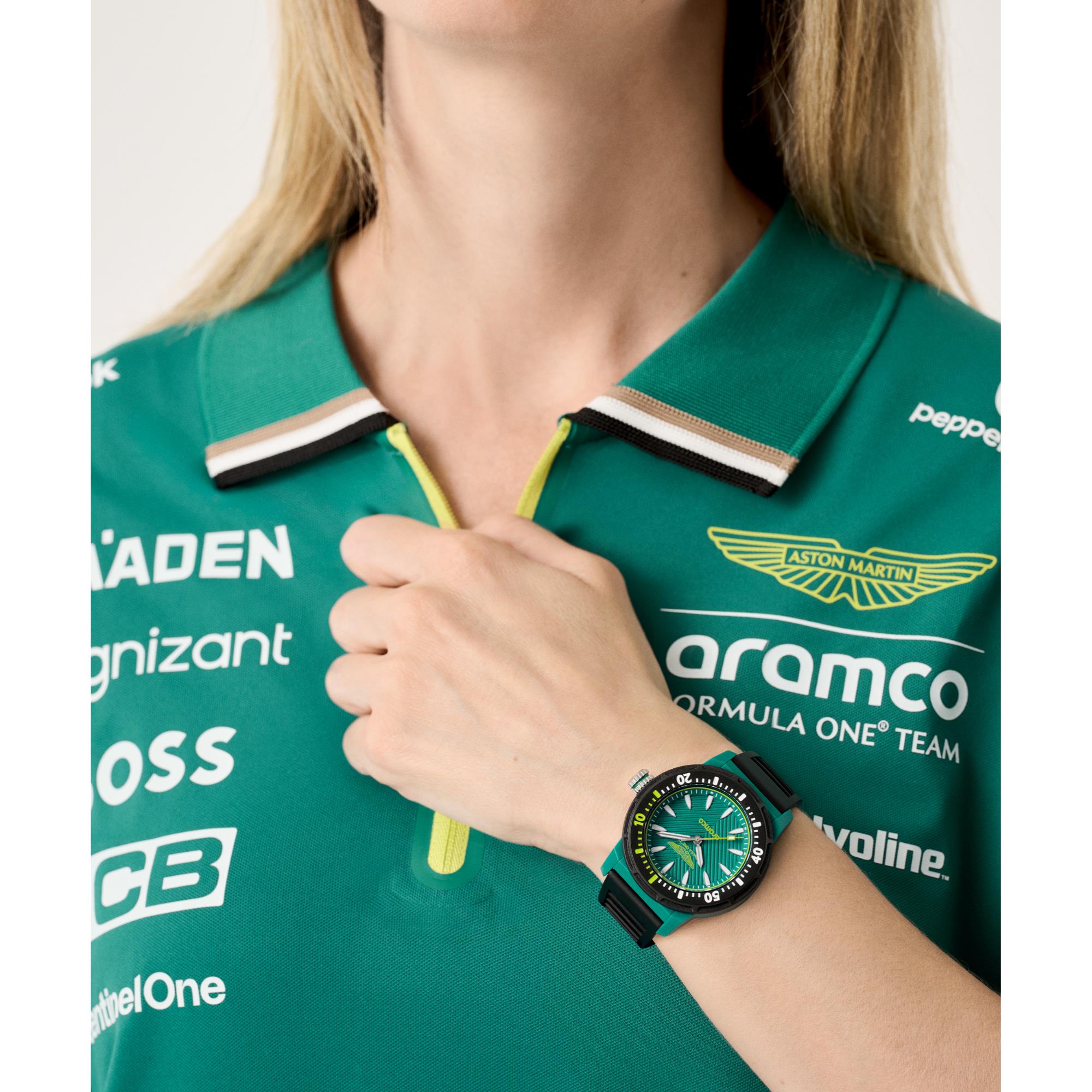 Aston Martin Aramco Formula One Team Quartz Podium Green Dial Silicone Watch MTFK1F502