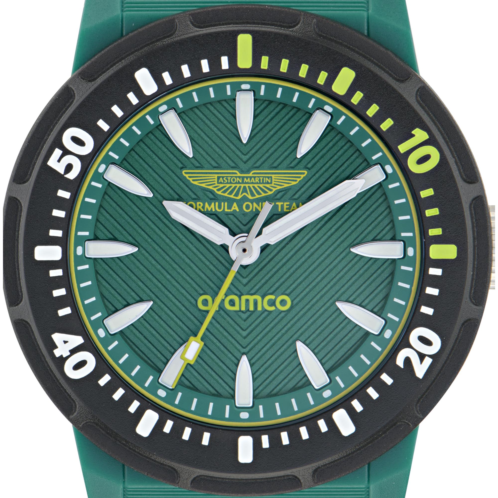 Aston Martin Aramco Formula One Team Quartz Podium Green Dial Silicone Watch MTFK1F502