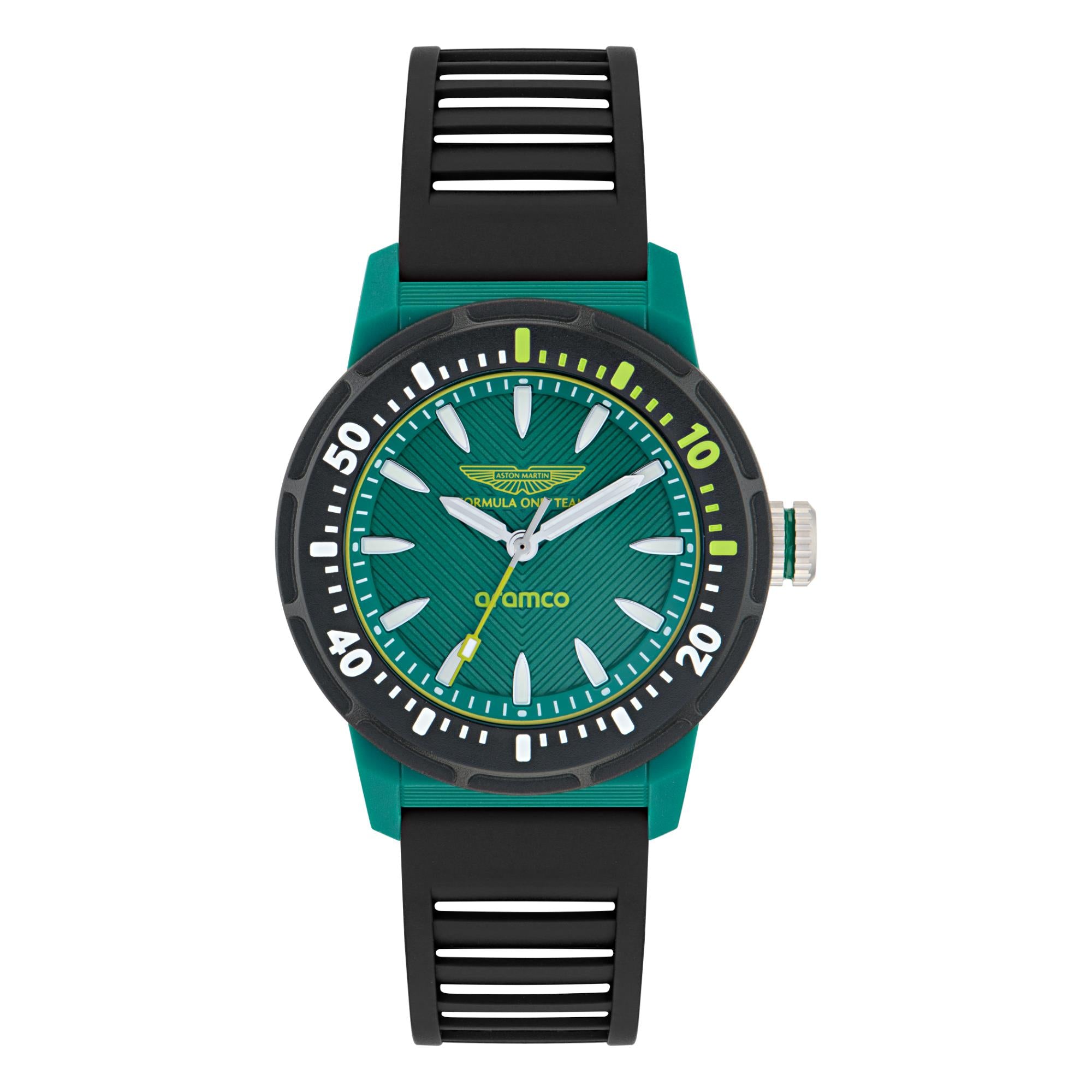 Aston Martin Aramco Formula One Team Quartz Podium Green Dial Silicone Watch MTFK1F502