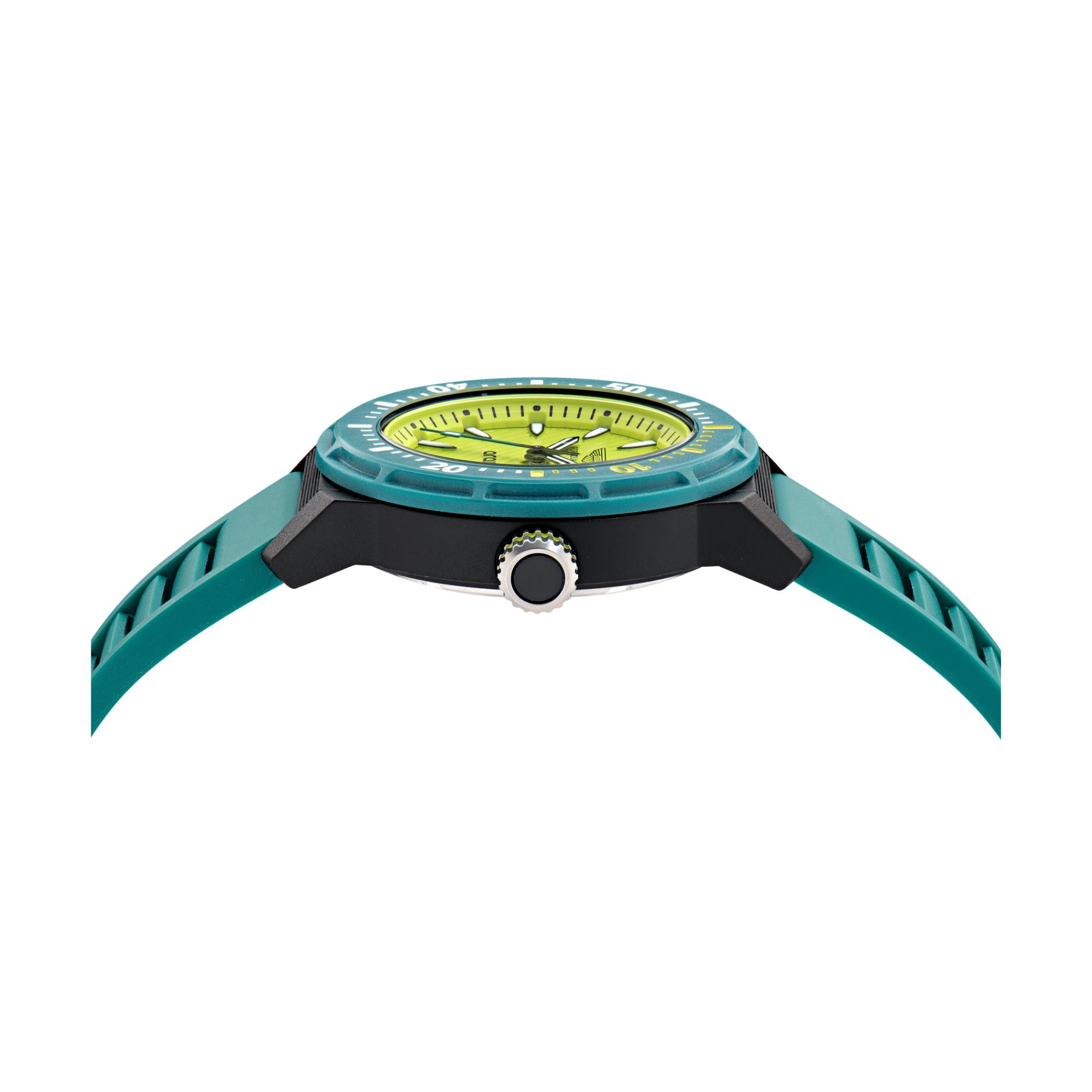 Aston Martin Aramco Formula One Team Yellow Dial Podium Green Silicone Watch MTFK1F501