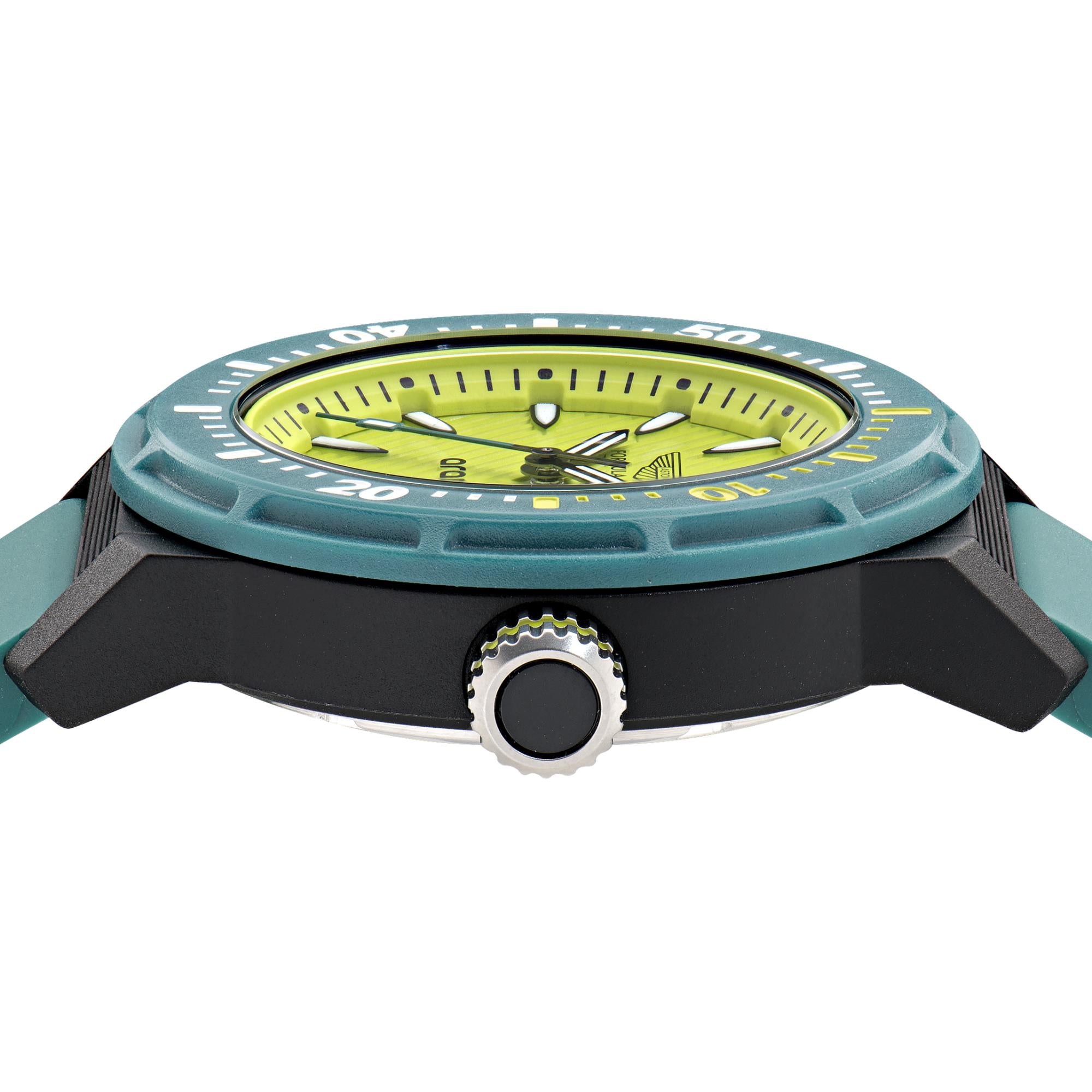 Aston Martin Aramco Formula One Team Yellow Dial Podium Green Silicone Watch MTFK1F501