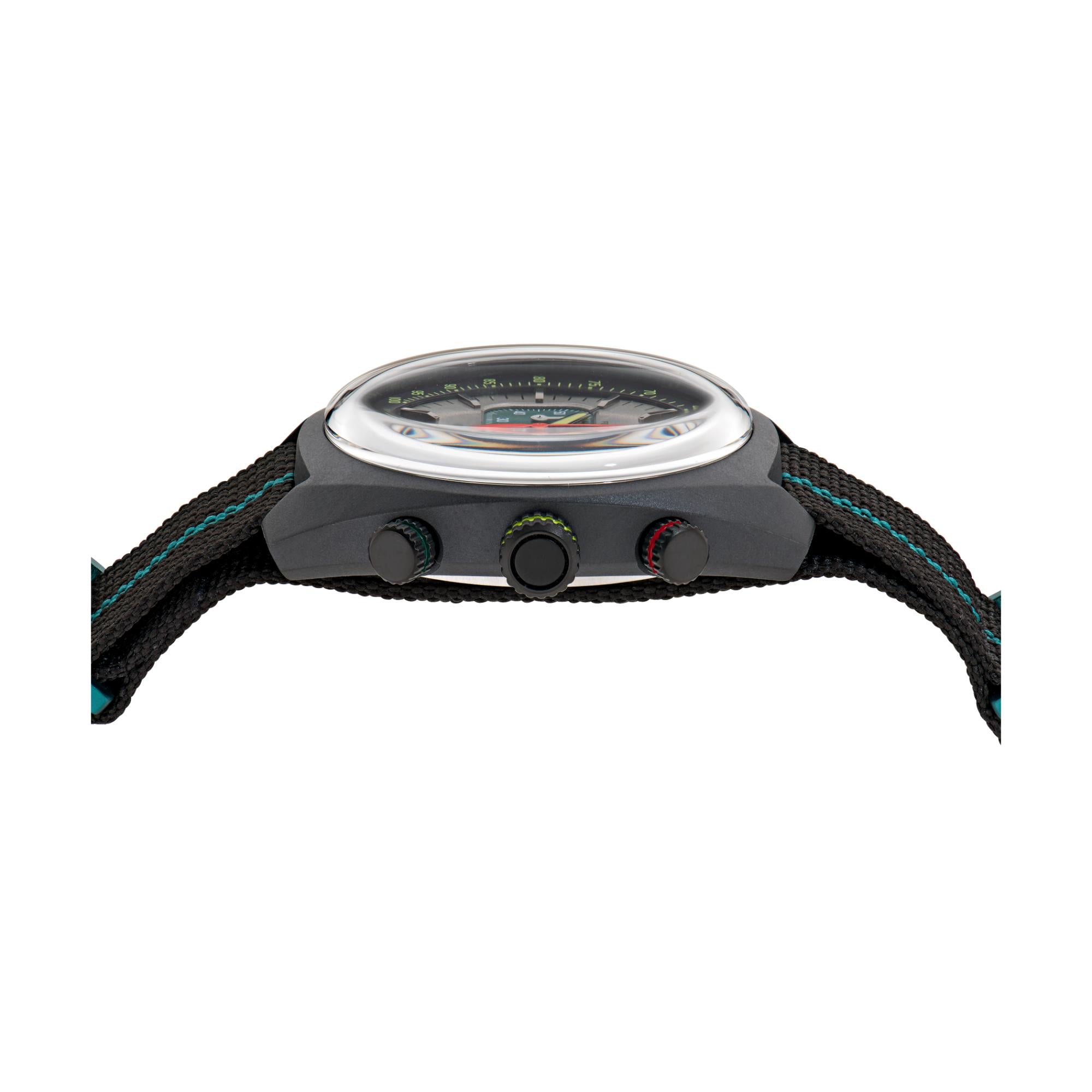 Aston Martin Quartz Chronograph White Dial Black and Podium Green Nato Strap Men's Watch MTFD1F502