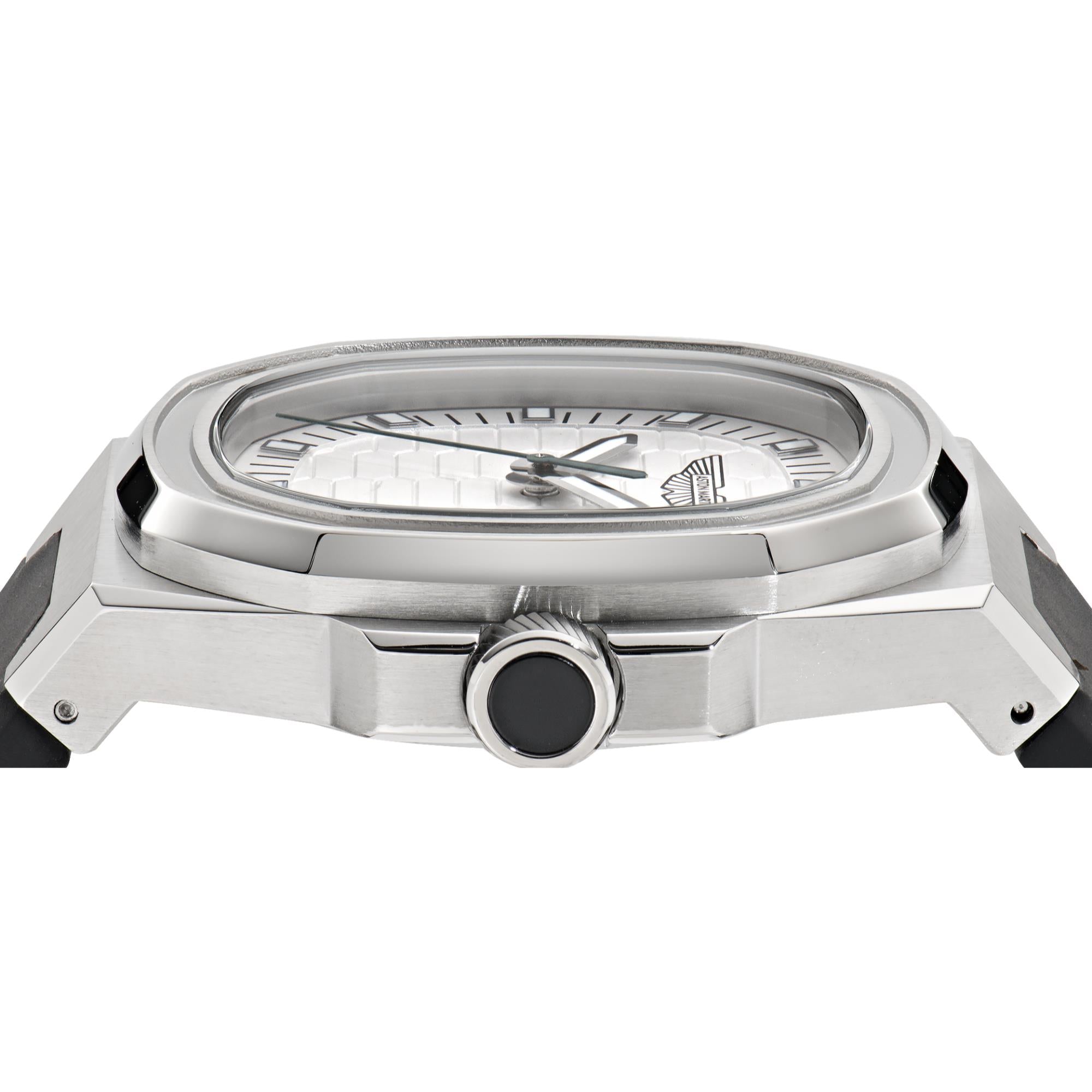 Aston Martin Quartz Silver Dial Black Silicone Strap Men's Watch MTIG1F502