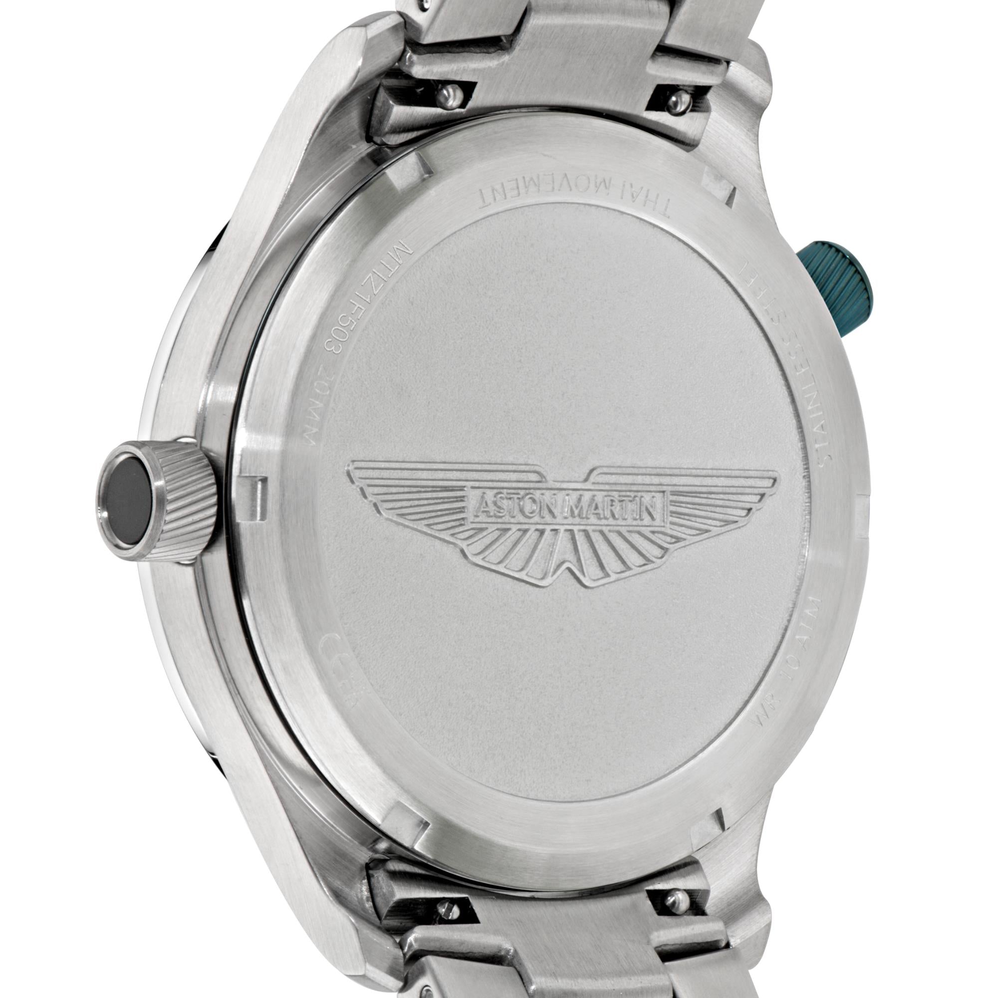 Aston Martin Quartz Black Dial RSST Bracelet and Podium Green Silicone Strap Men's Watch MTIZ1F503