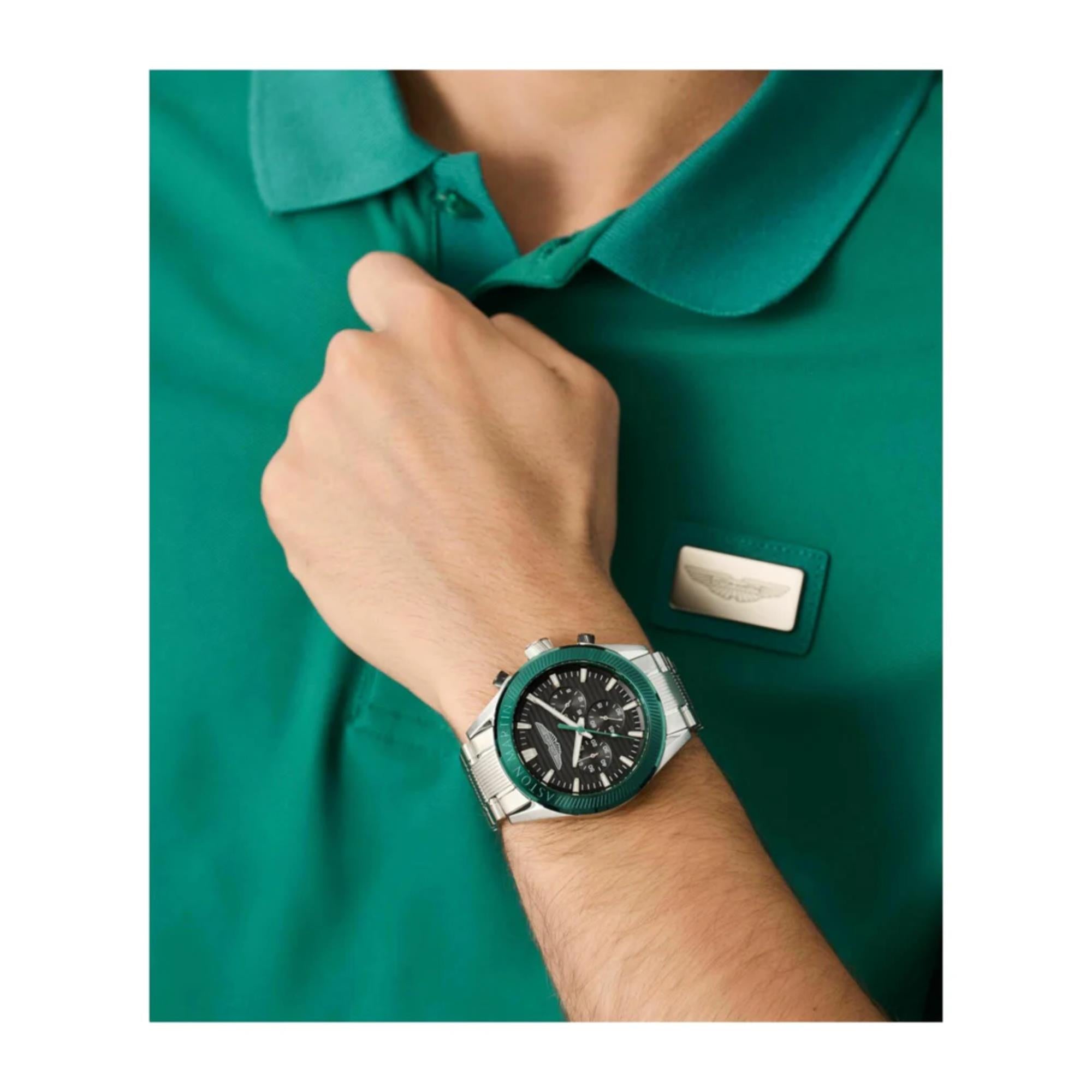 Aston Martin Quartz with Interchangeable Top Ring Black Dial RSST Bracelet and Black Silicone Strap Men's Watch MTIB1F501