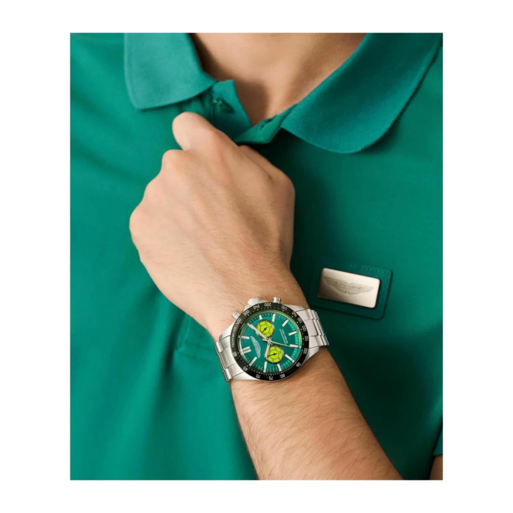 Aston Martin Quartz Chronograph Green Dial RSST Bracelet Men's Watch MTIS1F502