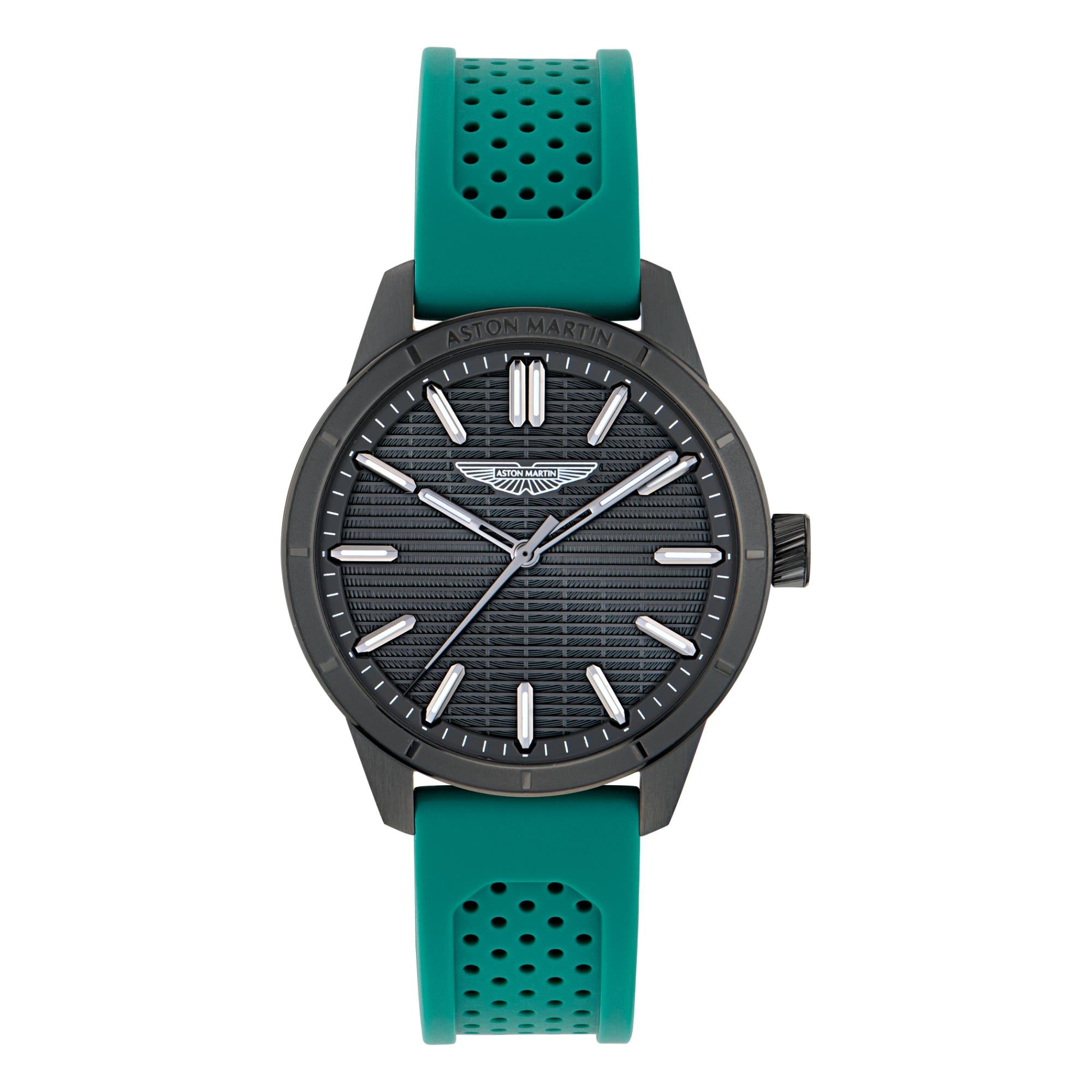 Aston Martin Quartz Black Dial Podium Green Silicone Strap Men's Watch MTIH1F502