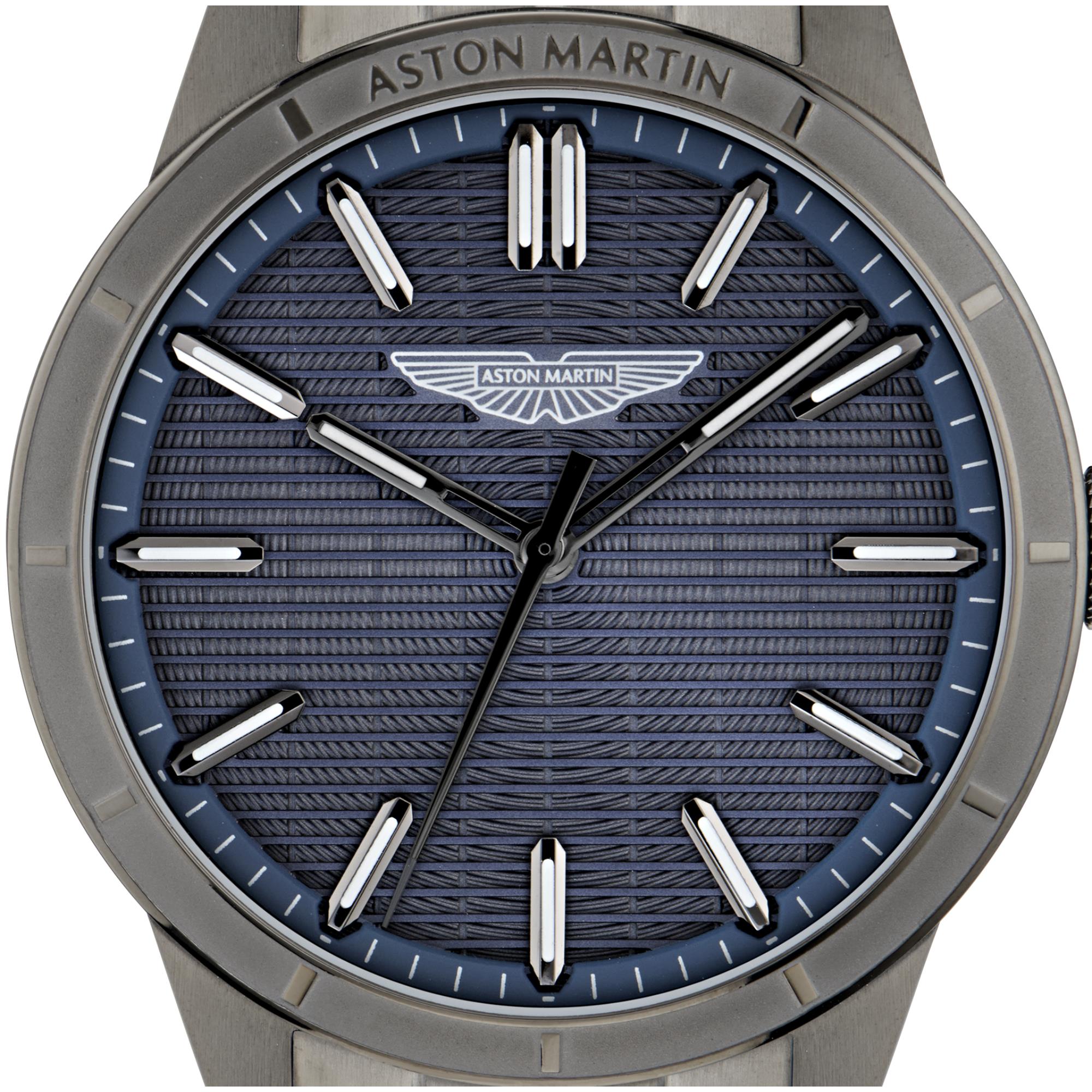 Aston Martin Quarz blaues Zifferblatt Gun RSST-Armband Herren Uhr MTIH1F504