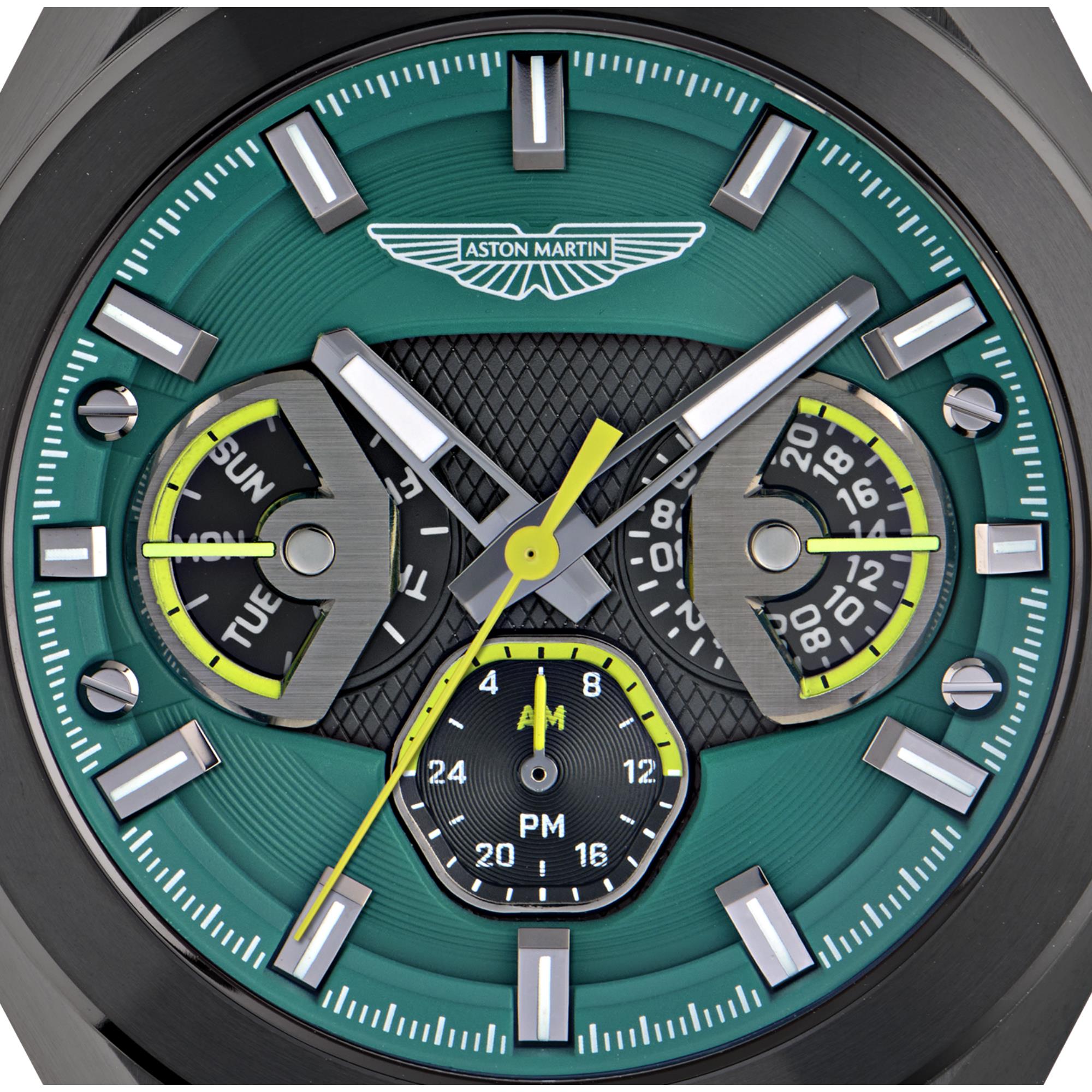 Aston Martin Quartz Chronograph Green Dial Podium Green Silicone Strap Watch MTRI1F503