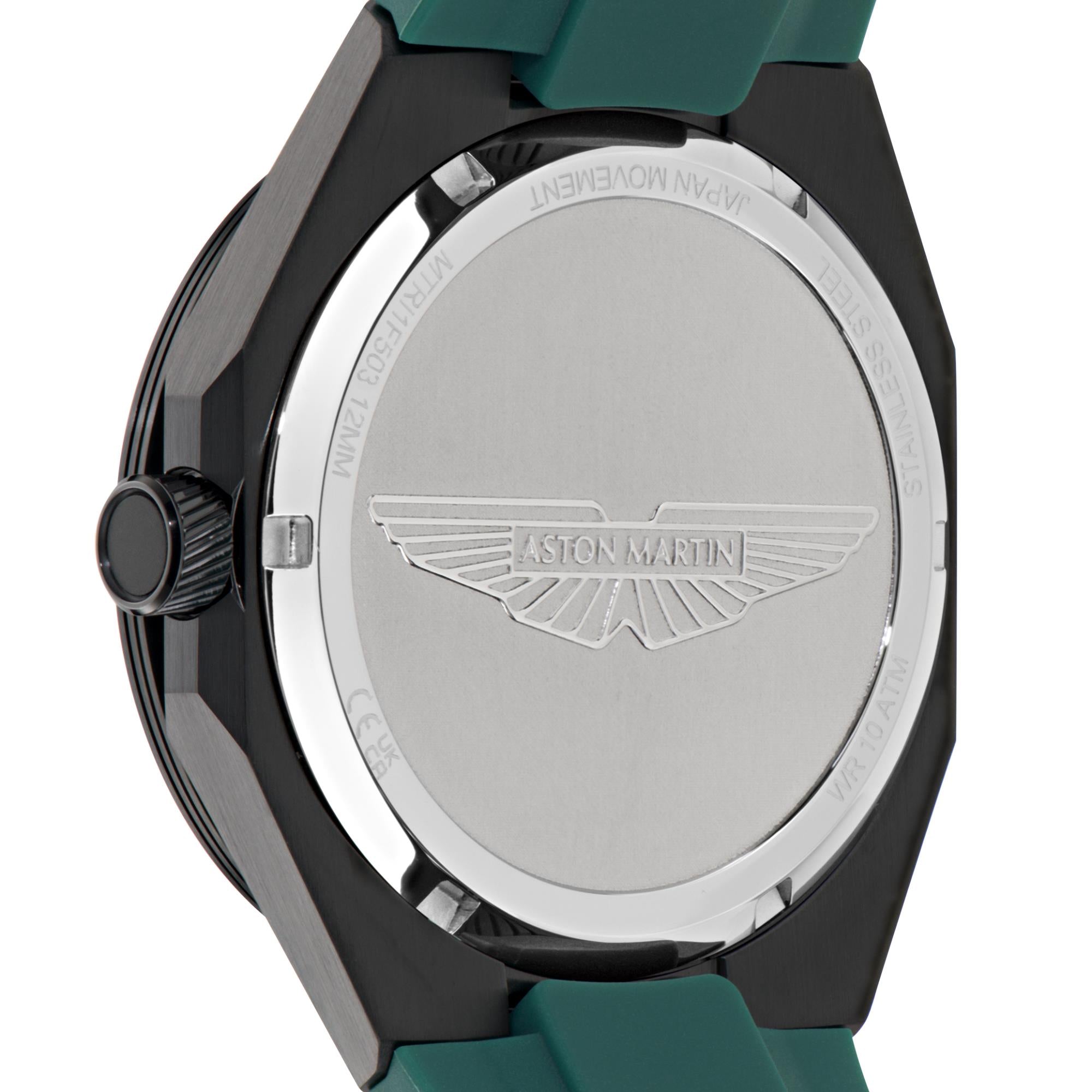 Aston Martin Quartz Chronograph Green Dial Podium Green Silicone Strap Watch MTRI1F503