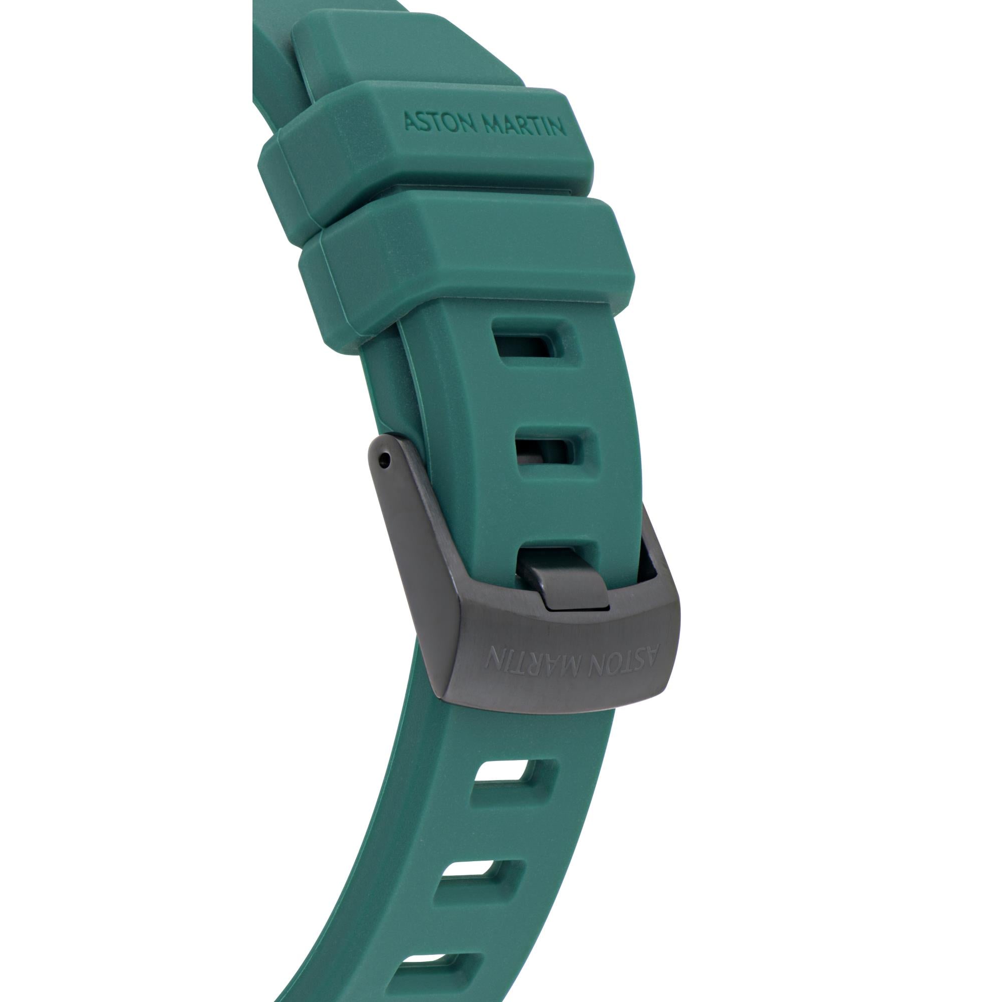 Aston Martin Quartz Chronograph Green Dial Podium Green Silicone Strap Watch MTRI1F503