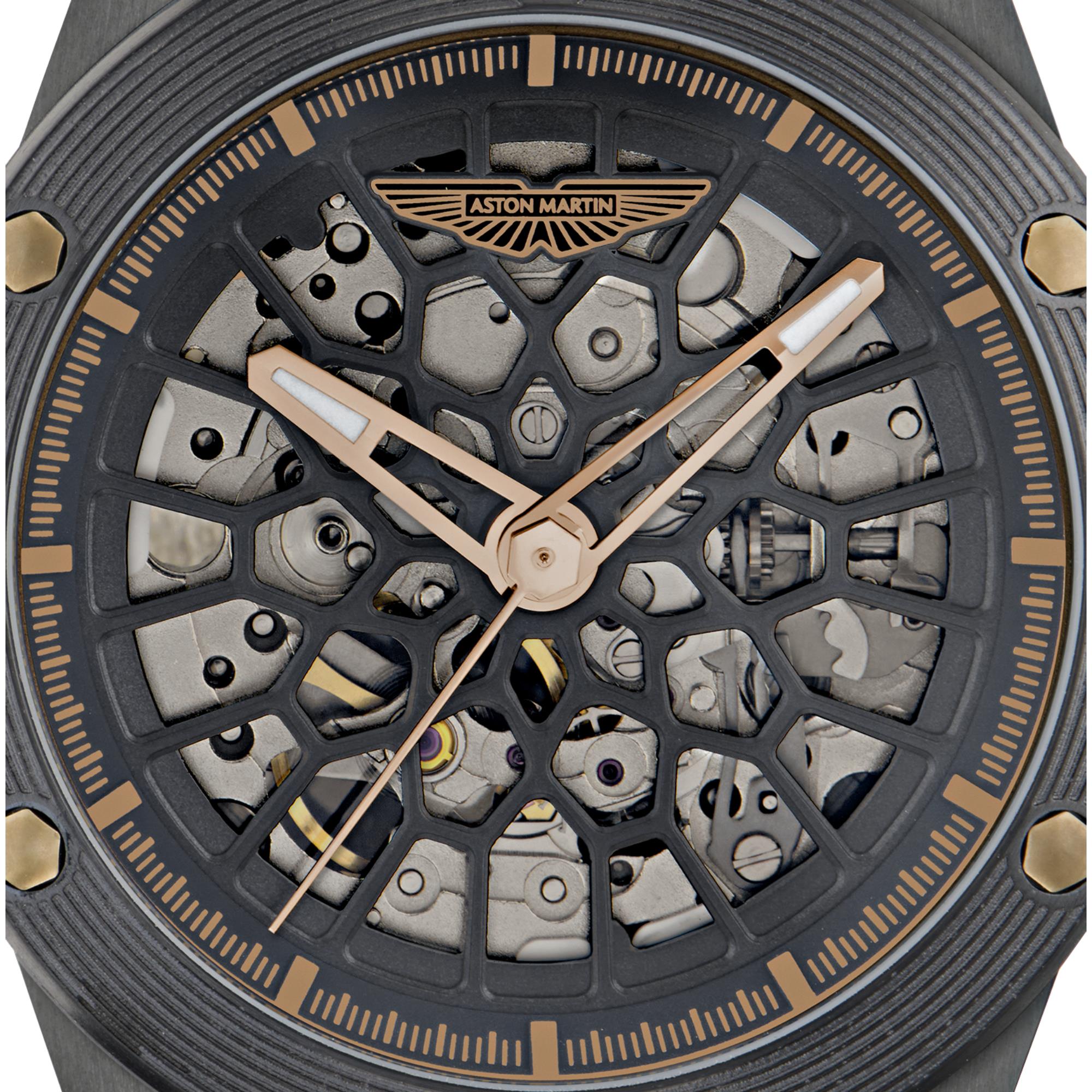 Aston Martin Automatik schwarzes Zifferblatt IP Schwarz RSST-Armband Herren Uhr MTRR1F503