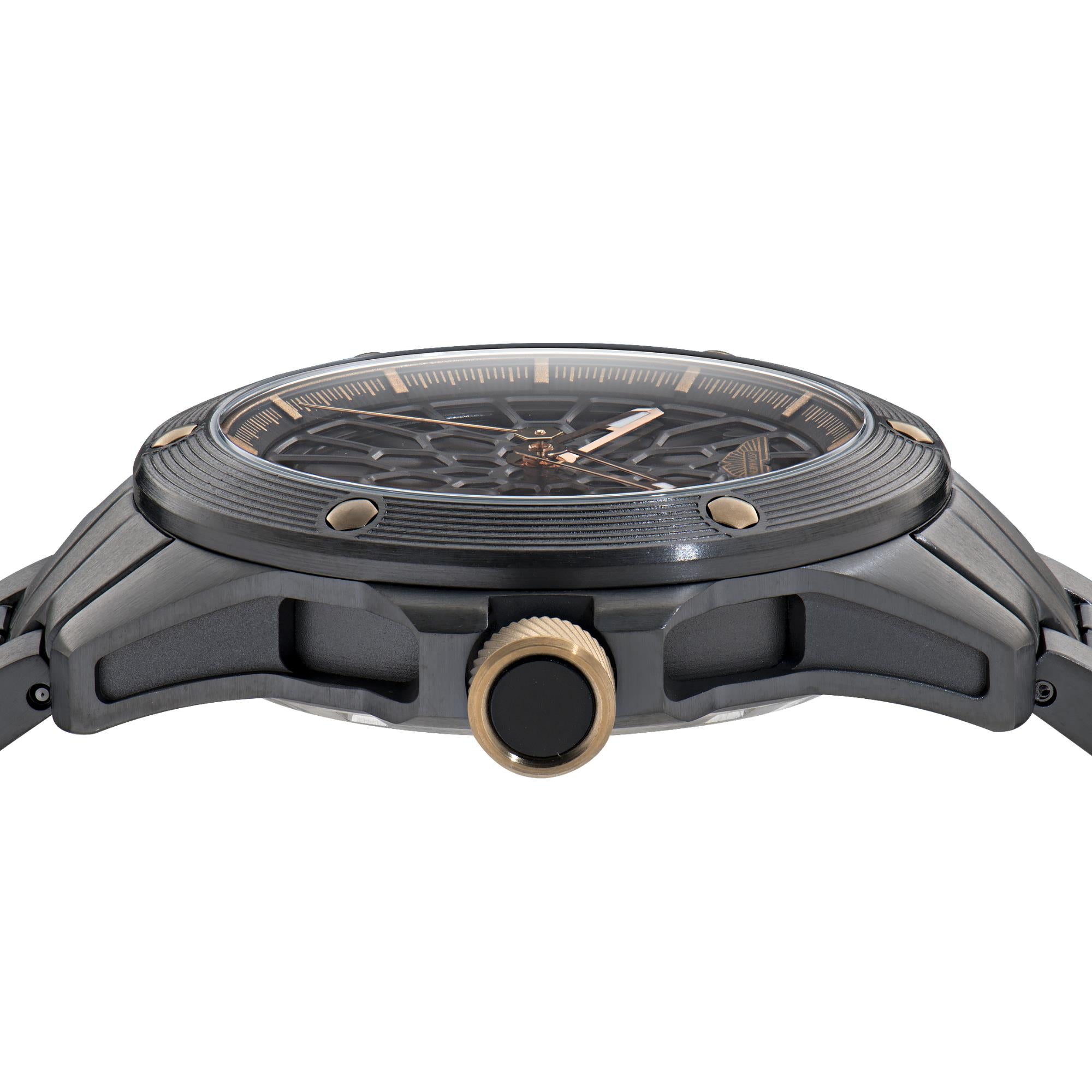 Aston Martin Automatik schwarzes Zifferblatt IP Schwarz RSST-Armband Herren Uhr MTRR1F503