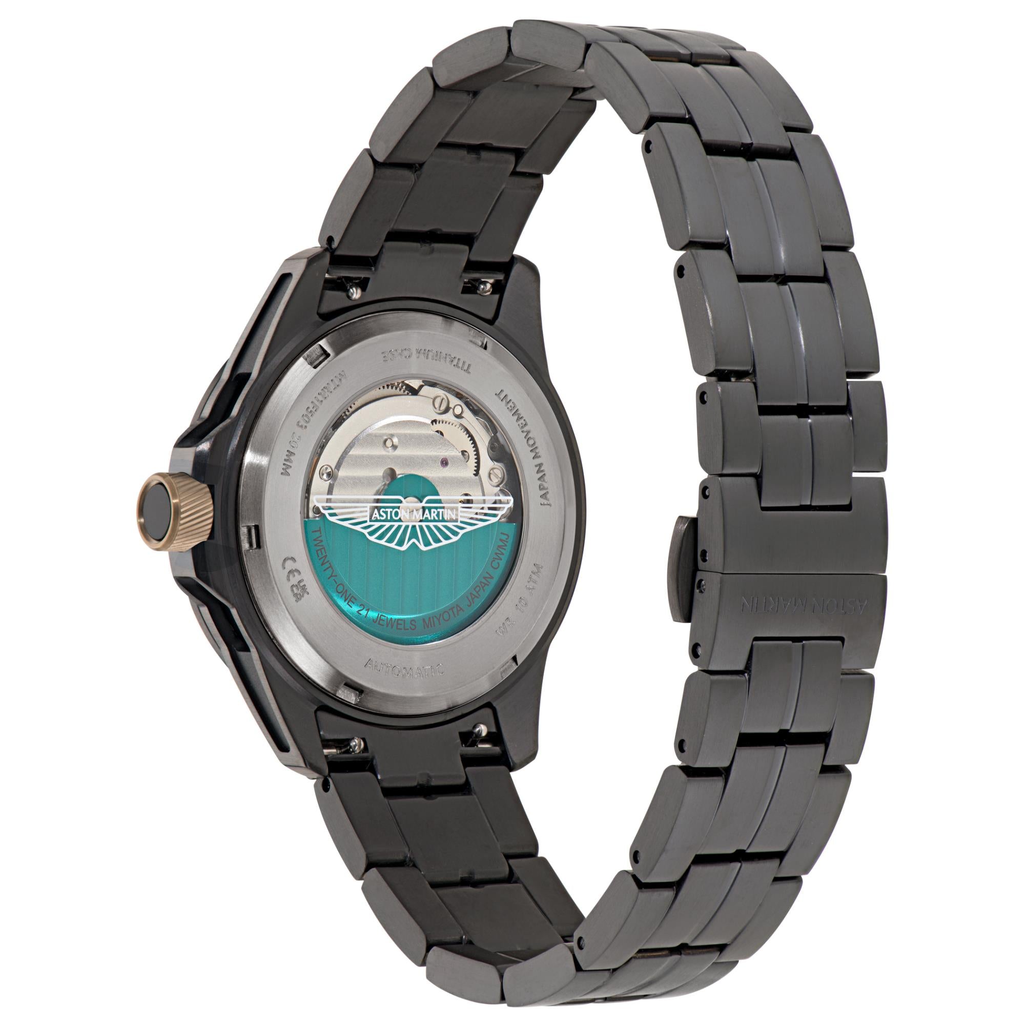 Aston Martin Automatik schwarzes Zifferblatt IP Schwarz RSST-Armband Herren Uhr MTRR1F503