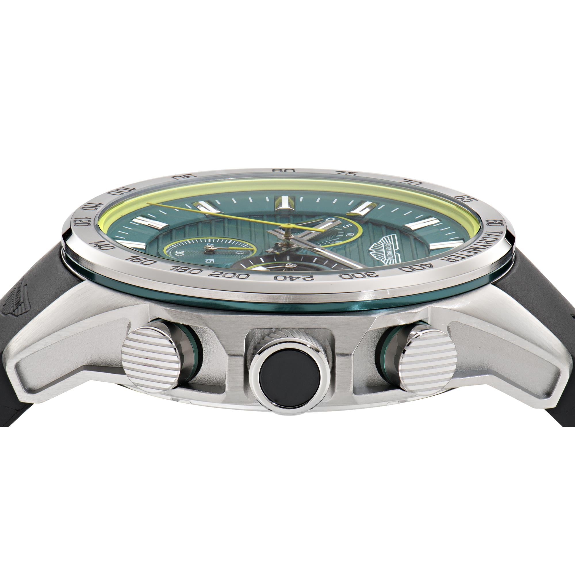 Aston Martin Quartz Chronograph Green Dial Black Silicone Strap Men's Watch MTRH1F502