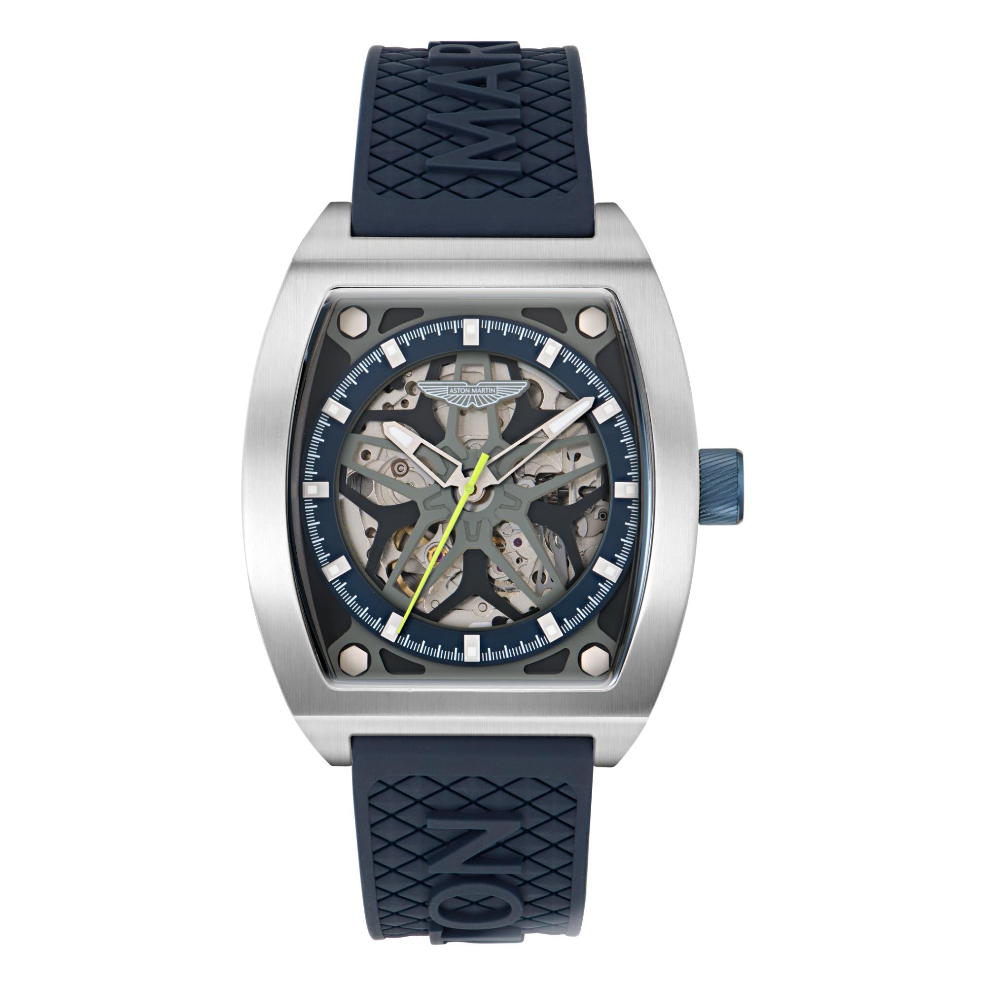 Aston Martin Automatik blaues Zifferblatt blaues Silikonarmband Herren Uhr MTRT1F503