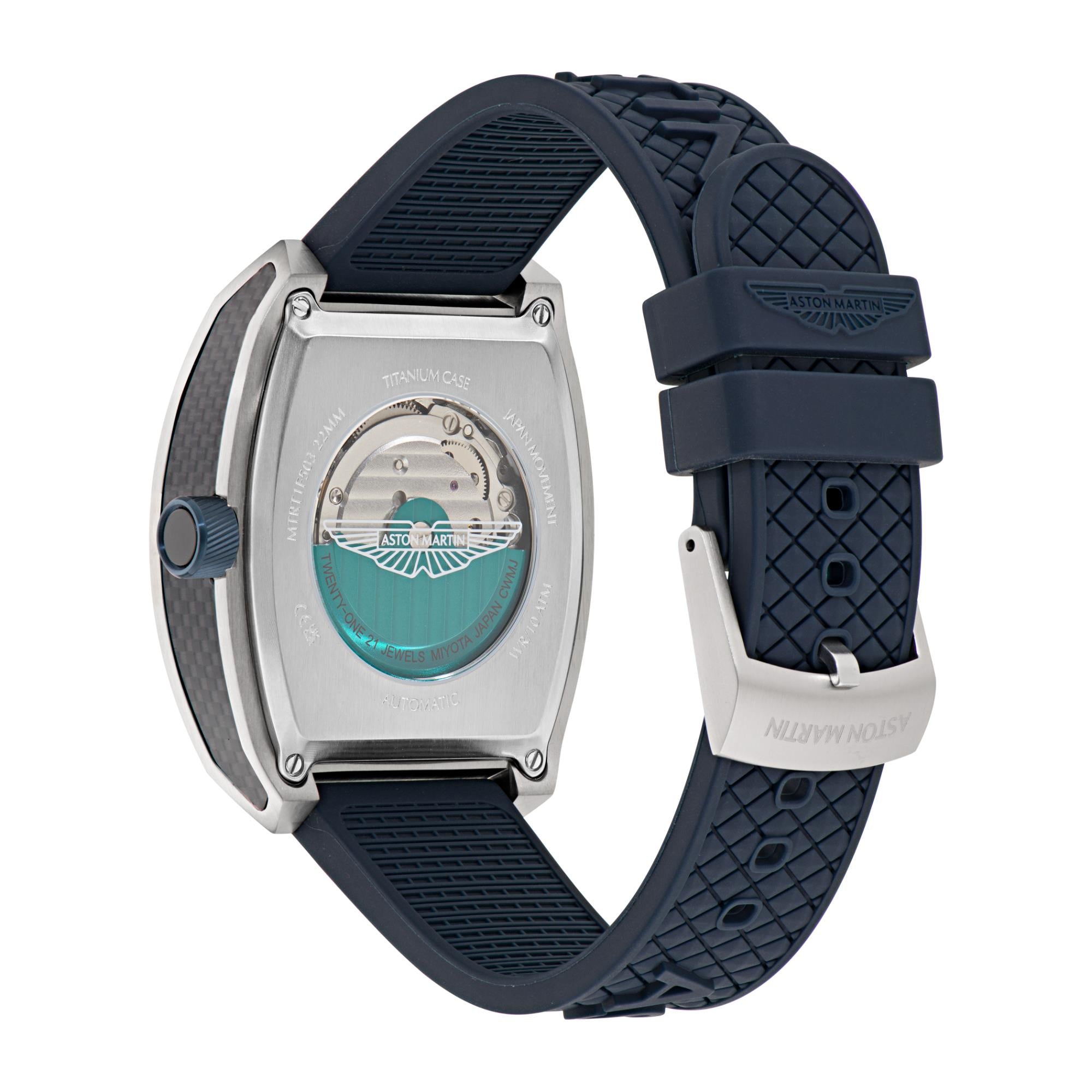 Aston Martin Automatik blaues Zifferblatt blaues Silikonarmband Herren Uhr MTRT1F503