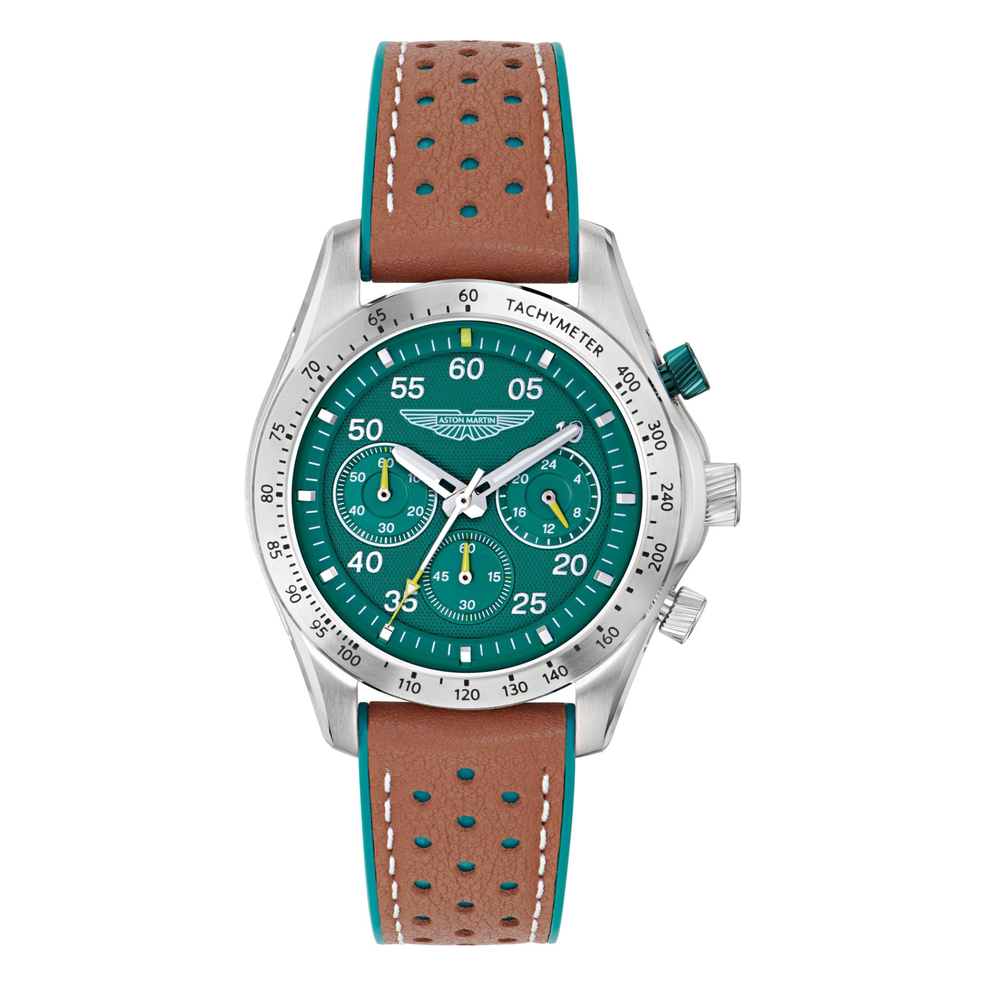 Aston Martin Quartz Chronograph Green Dial Leather Watch MTRS1F501