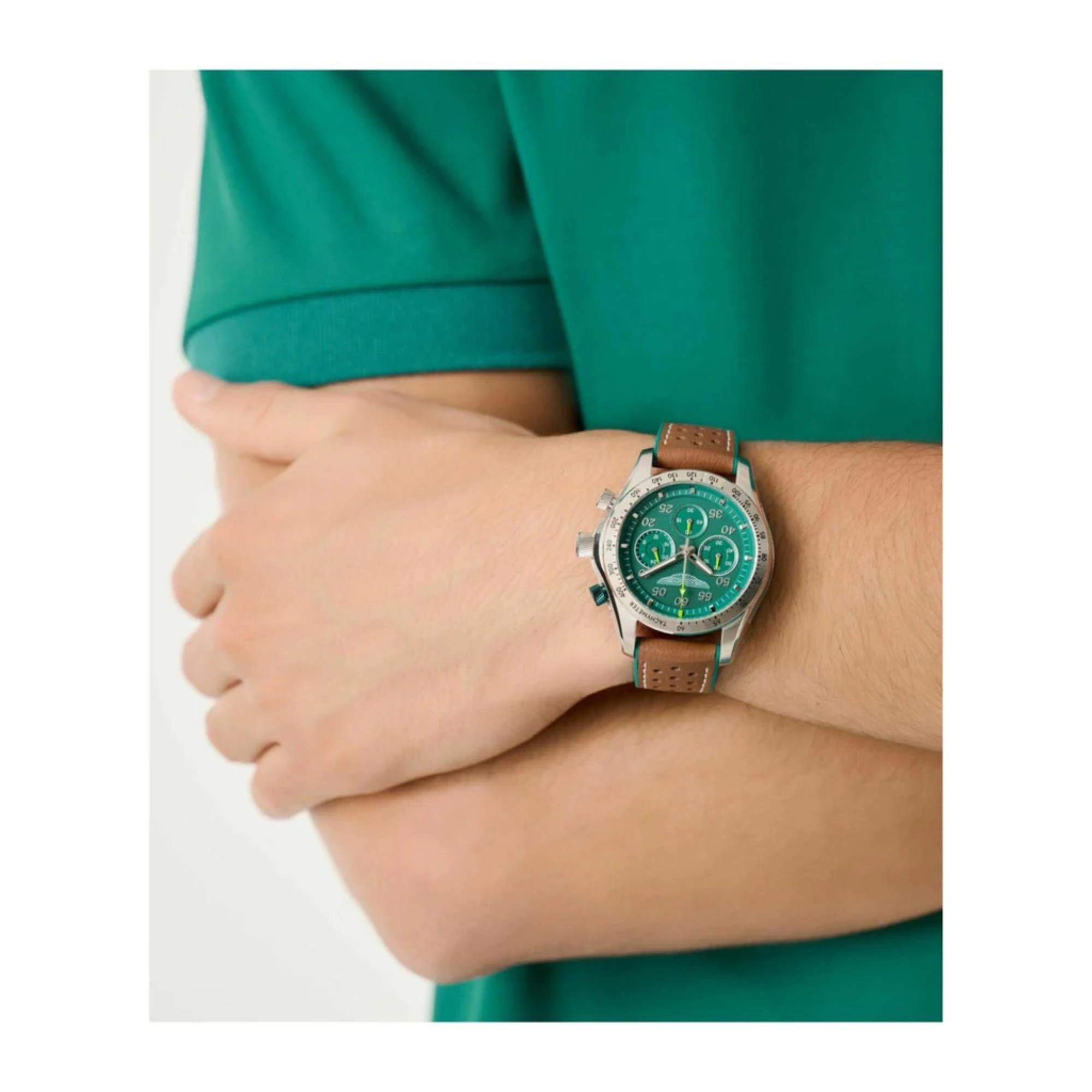 Aston Martin Quartz Chronograph Green Dial Leather Watch MTRS1F501