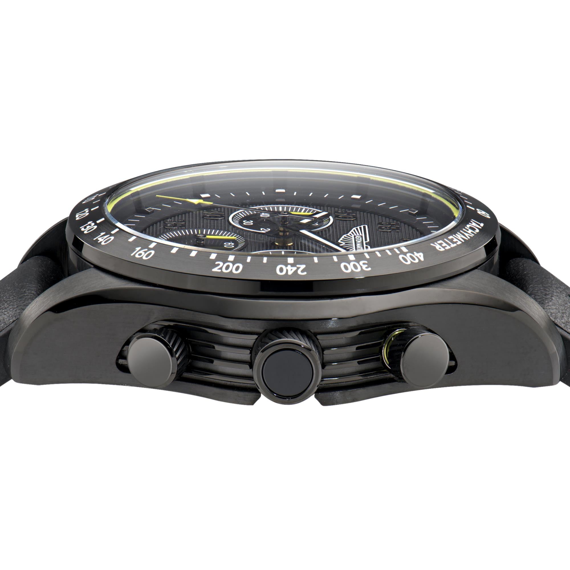 Aston Martin Quarz Chronograph schwarzes Zifferblatt Leder Uhr MTRS1F502