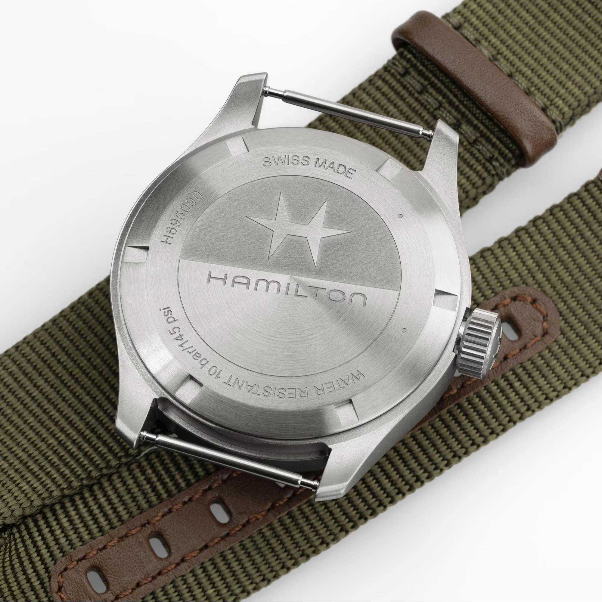 Hamilton Khaki Field 40mm Power Reserve schwarzes Zifferblatt NATO Herren mechanische Uhr H69509930