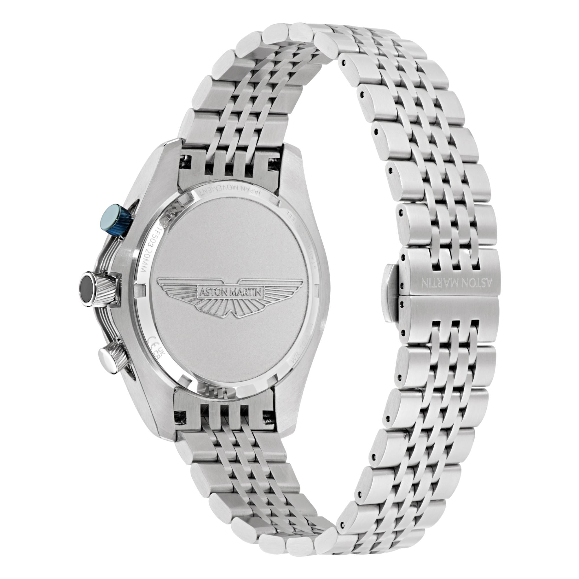 Aston Martin 42mm Chronograph Blue Dial RSST Bracelet Quartz Watch MTRS1F503