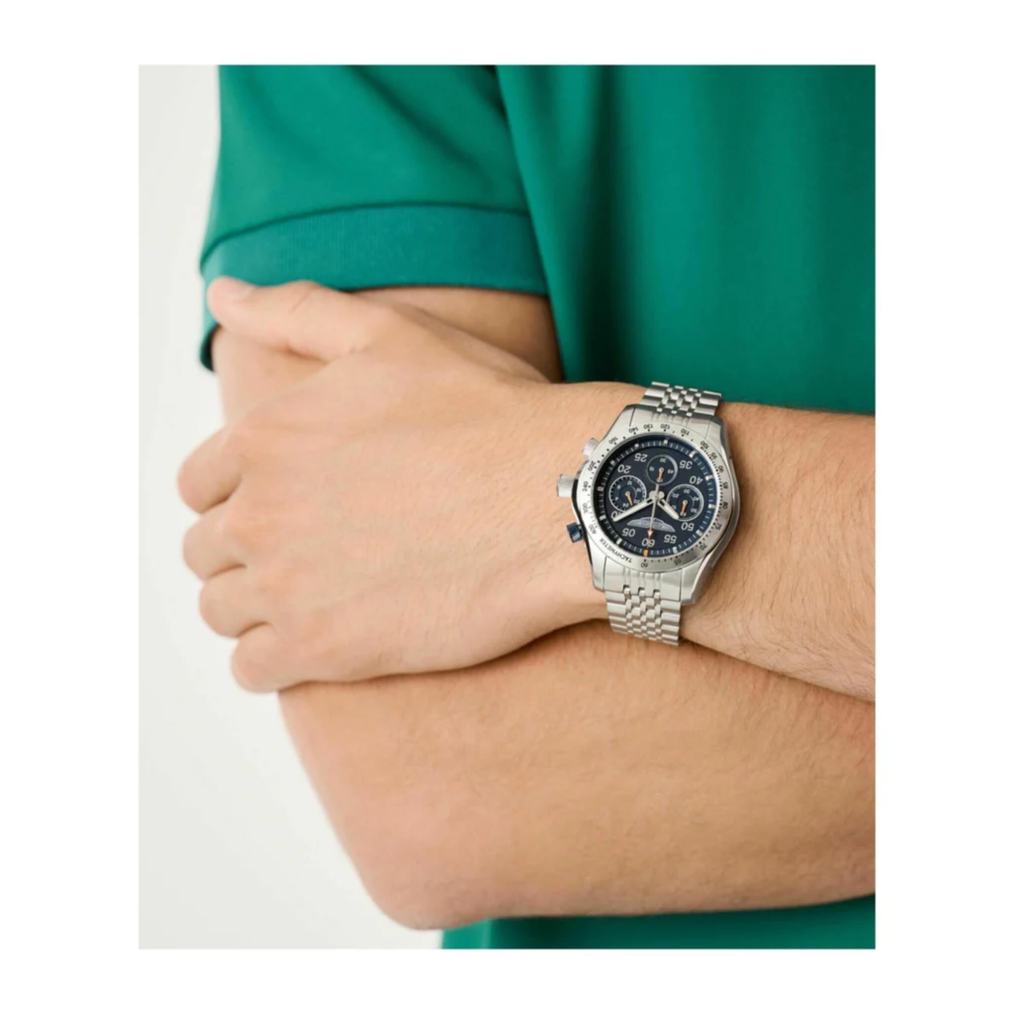 Aston Martin 42mm Chronograph Blue Dial RSST Bracelet Quartz Watch MTRS1F503