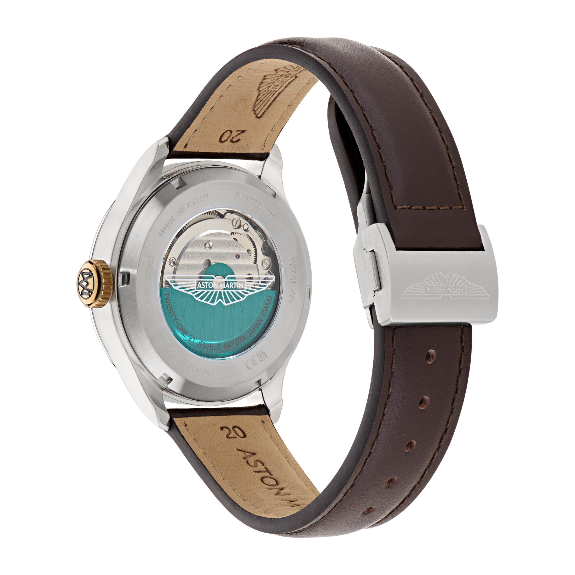 Aston Martin Automatic Black Dial Brown Leather Strap Men's Watch MTTS1F501