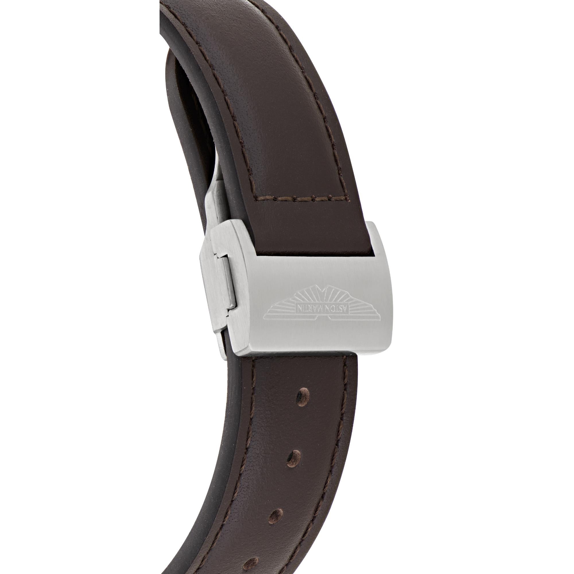 Aston Martin Automatic Black Dial Brown Leather Strap Men's Watch MTTS1F501
