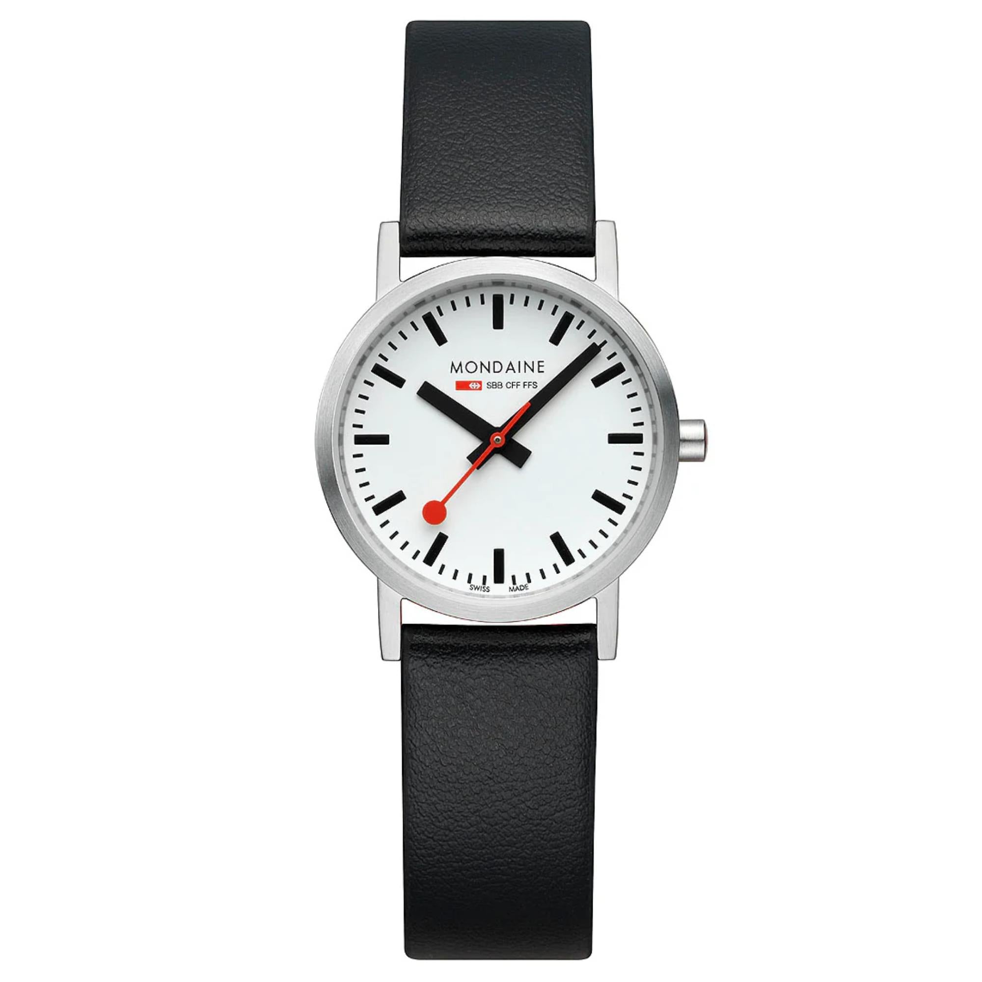 Mondaine Classic A658.30323.16SBBV white dial with iconic red second hand close-up