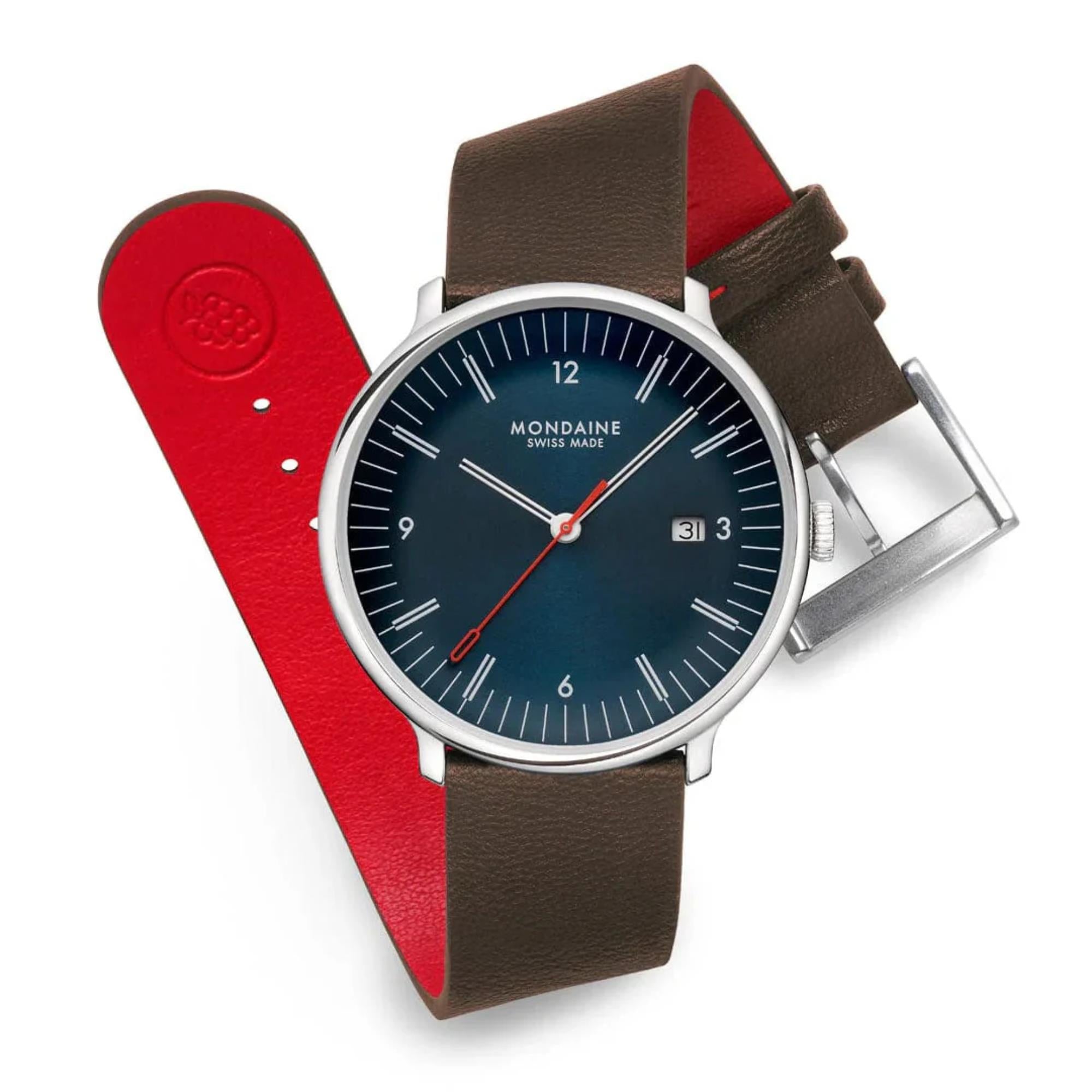 Mondaine Doppio Quartz Blue Dial Men's Watch MLE.41240.LGV