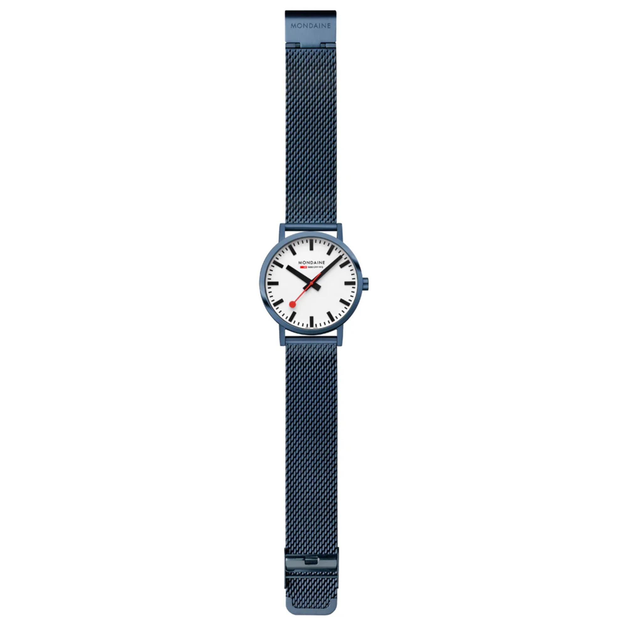 Mondaine Classic 40mm A660.30360.1BSBM full-length watch and mesh strap top view