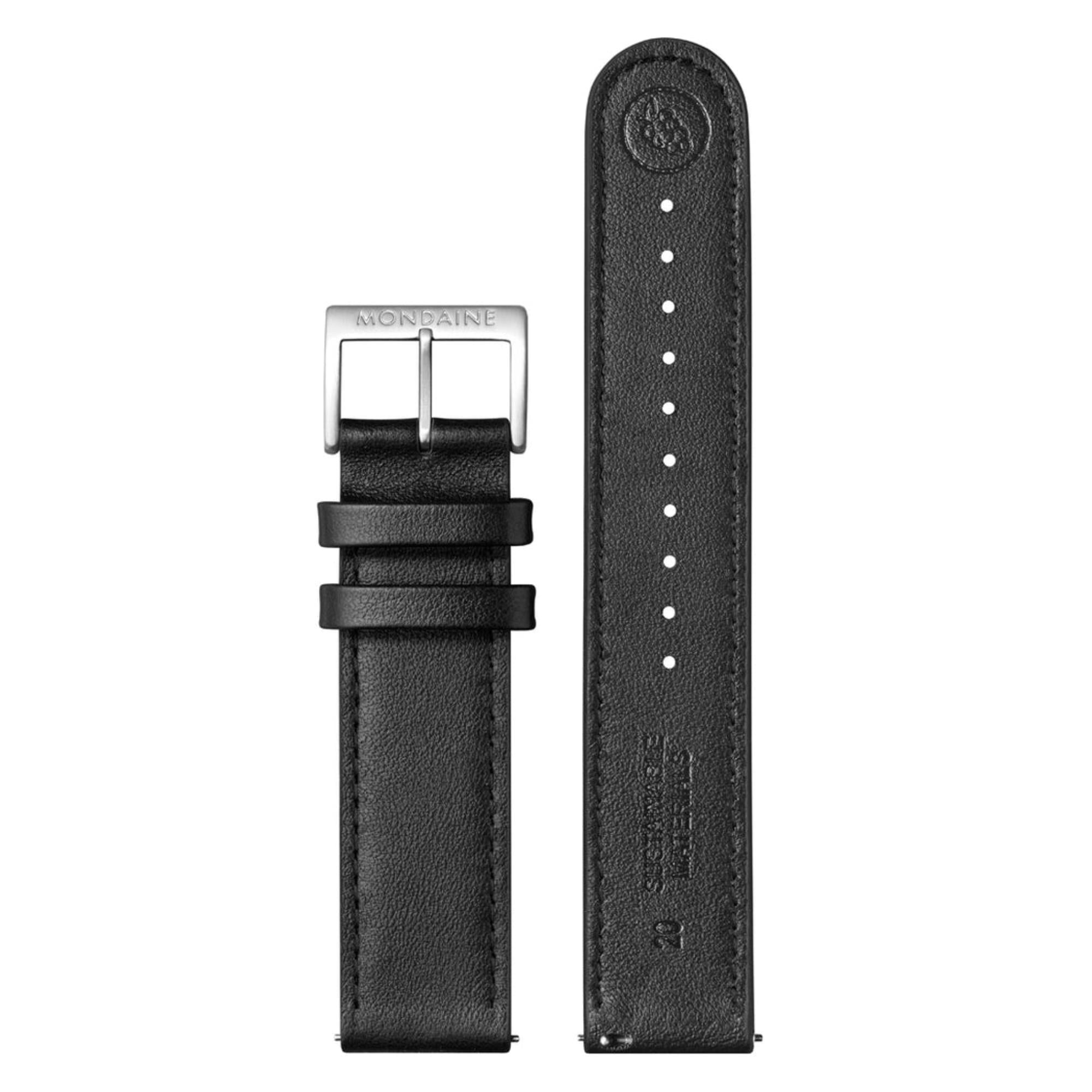 Mondaine Stop2Go Schwarzes Veganes Leder Uhrarmband FG25320.20Q.1