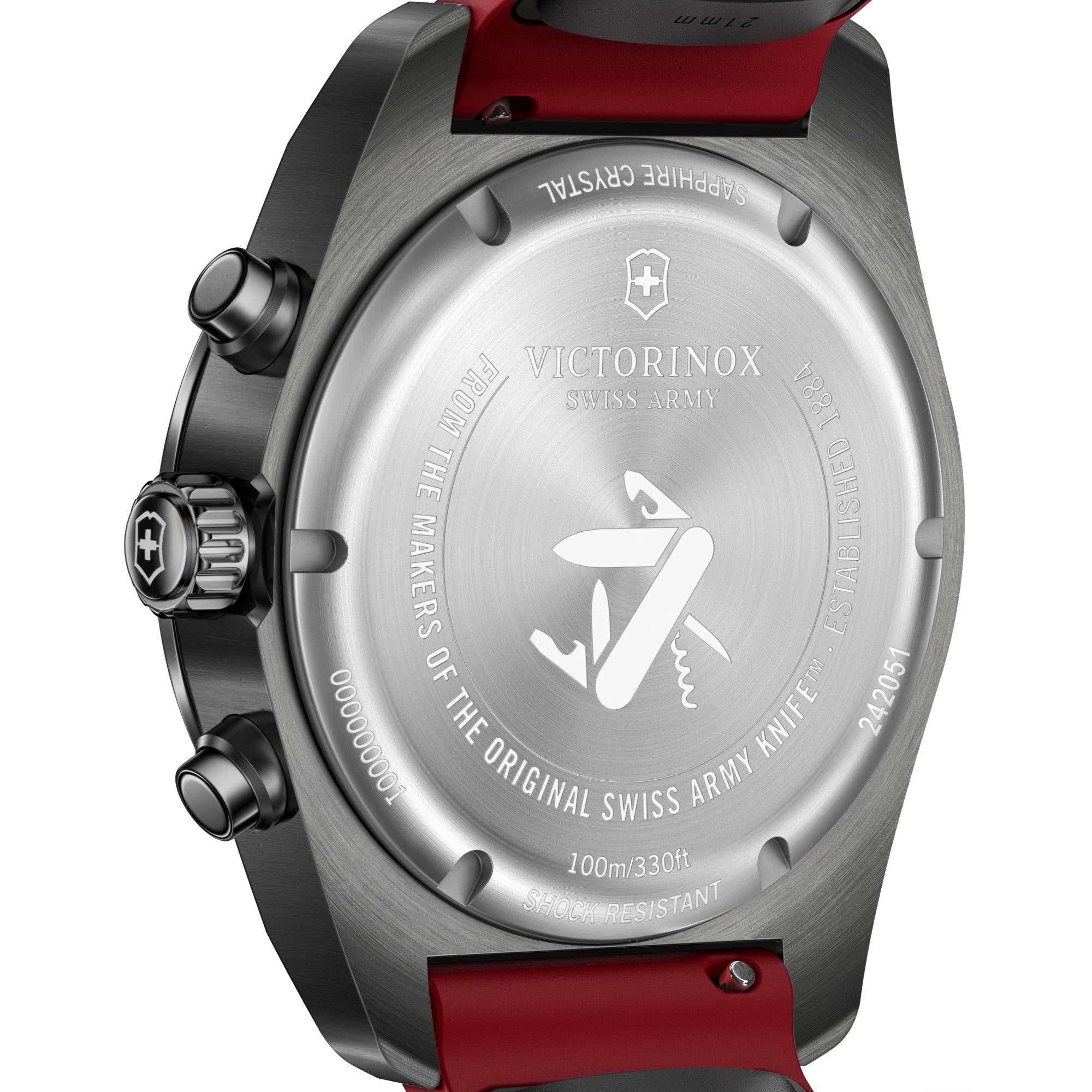 Victorinox Swiss Army 42mm Chronograph Black Dial Rubber Mens Quartz Watch 242051
