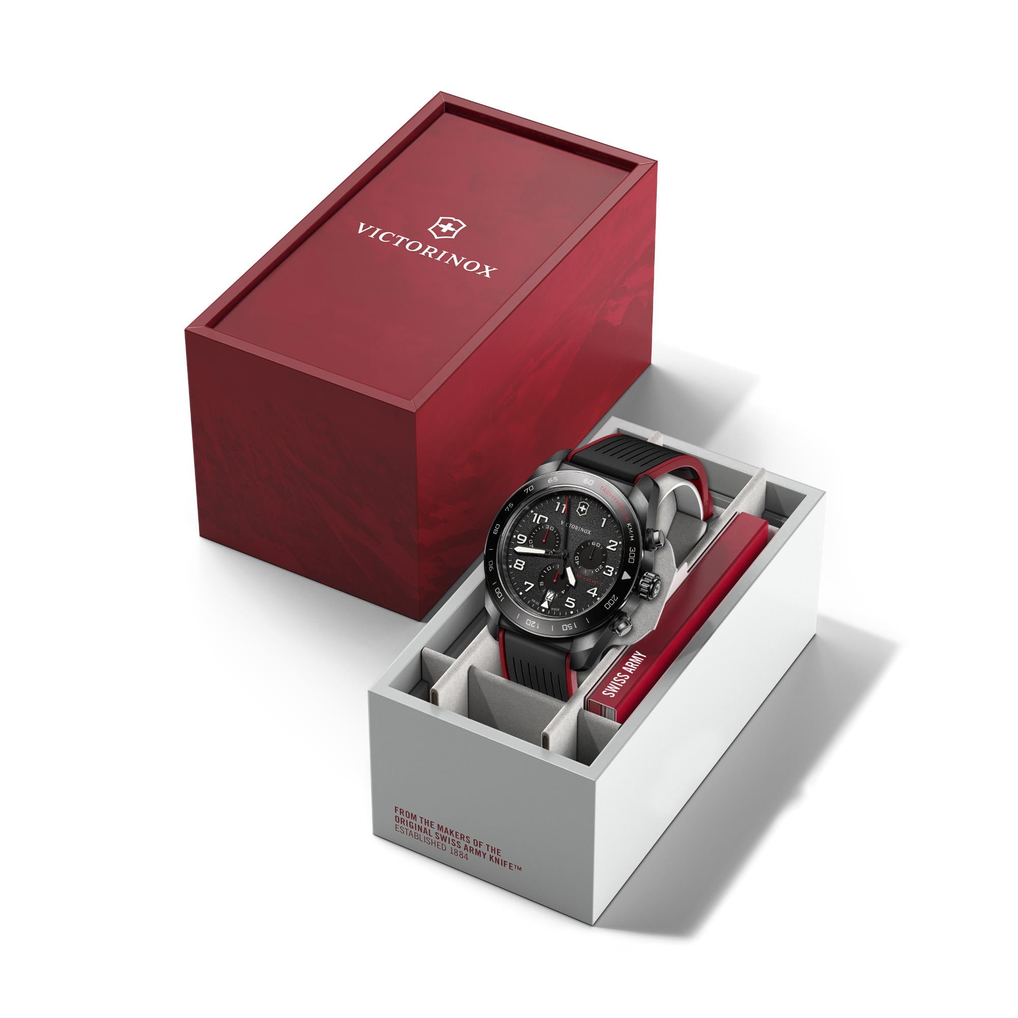 Victorinox Swiss Army 42mm Chronograph Black Dial Rubber Mens Quartz Watch 242051