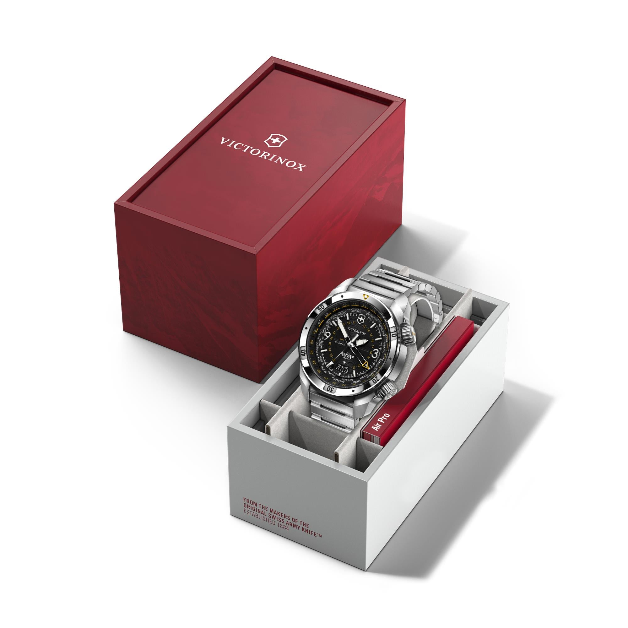 Victorinox Air Pro 242004 watch displayed in premium red and white gift box packaging