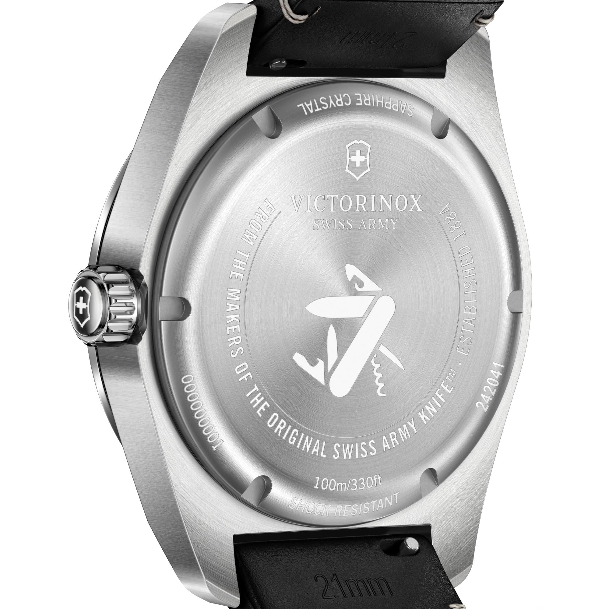 Victorinox Swiss Army 42mm Black Dial Leather Mens Quartz Watch 242041
