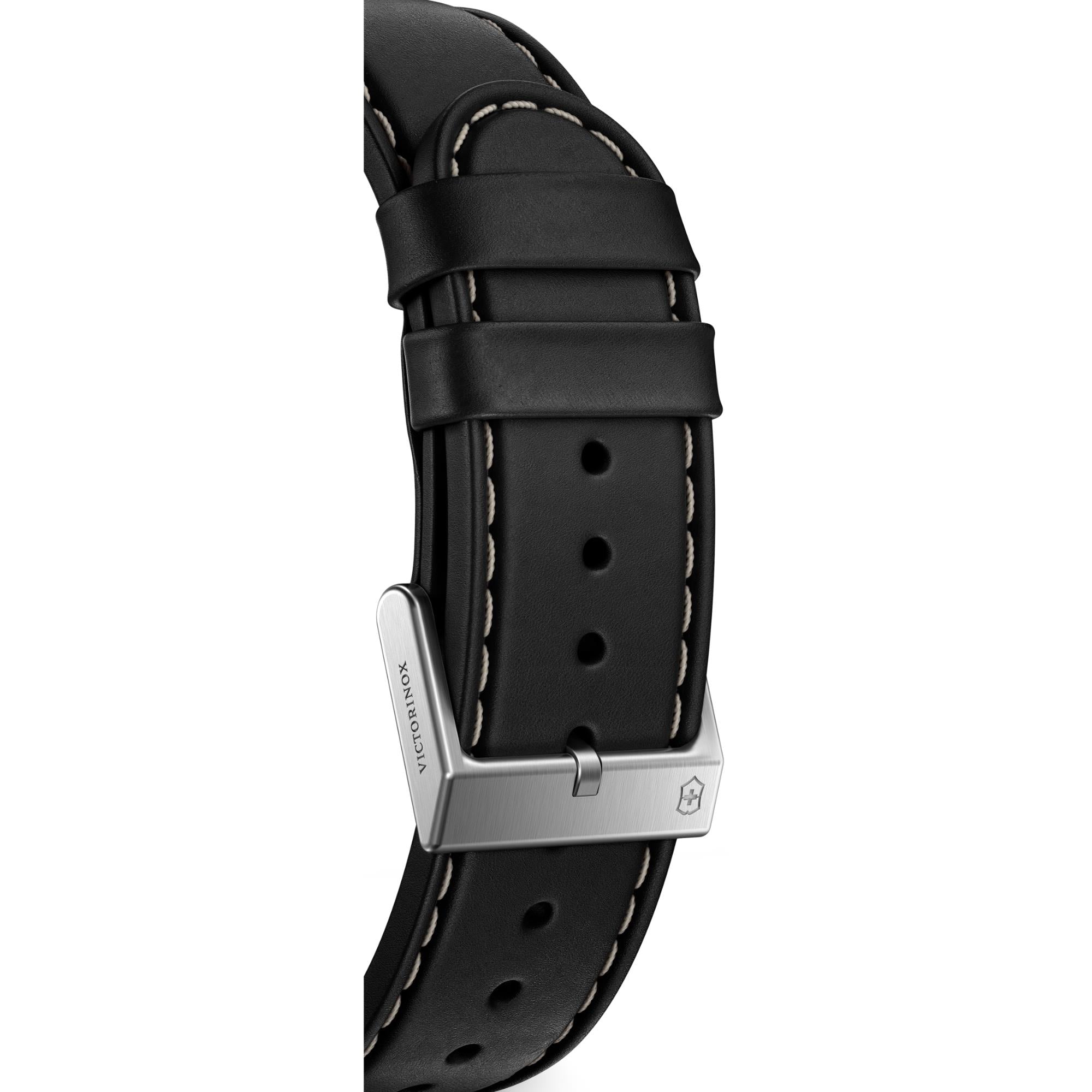 Victorinox Swiss Army 42mm Black Dial Leather Mens Quartz Watch 242041
