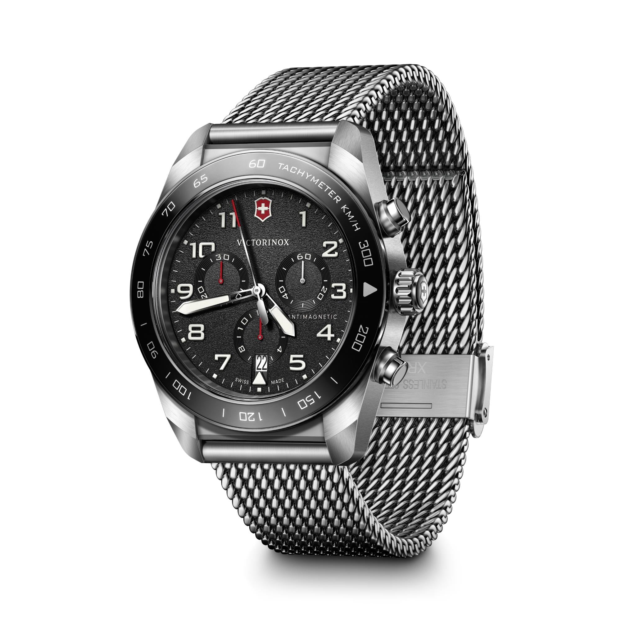 Victorinox Swiss Army 42mm Chronograph Black Dial Steel Mens Quartz Watch 242048