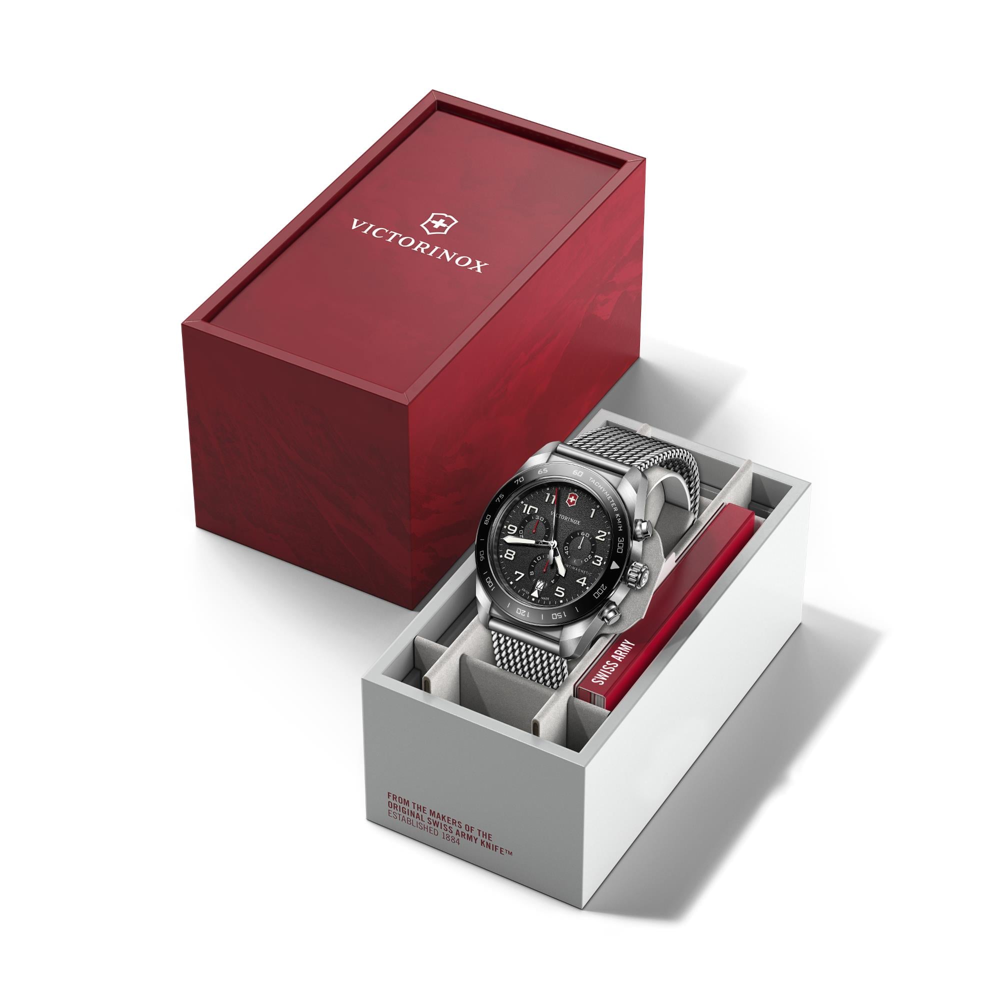 Victorinox Swiss Army 42mm Chronograph Black Dial Steel Mens Quartz Watch 242048