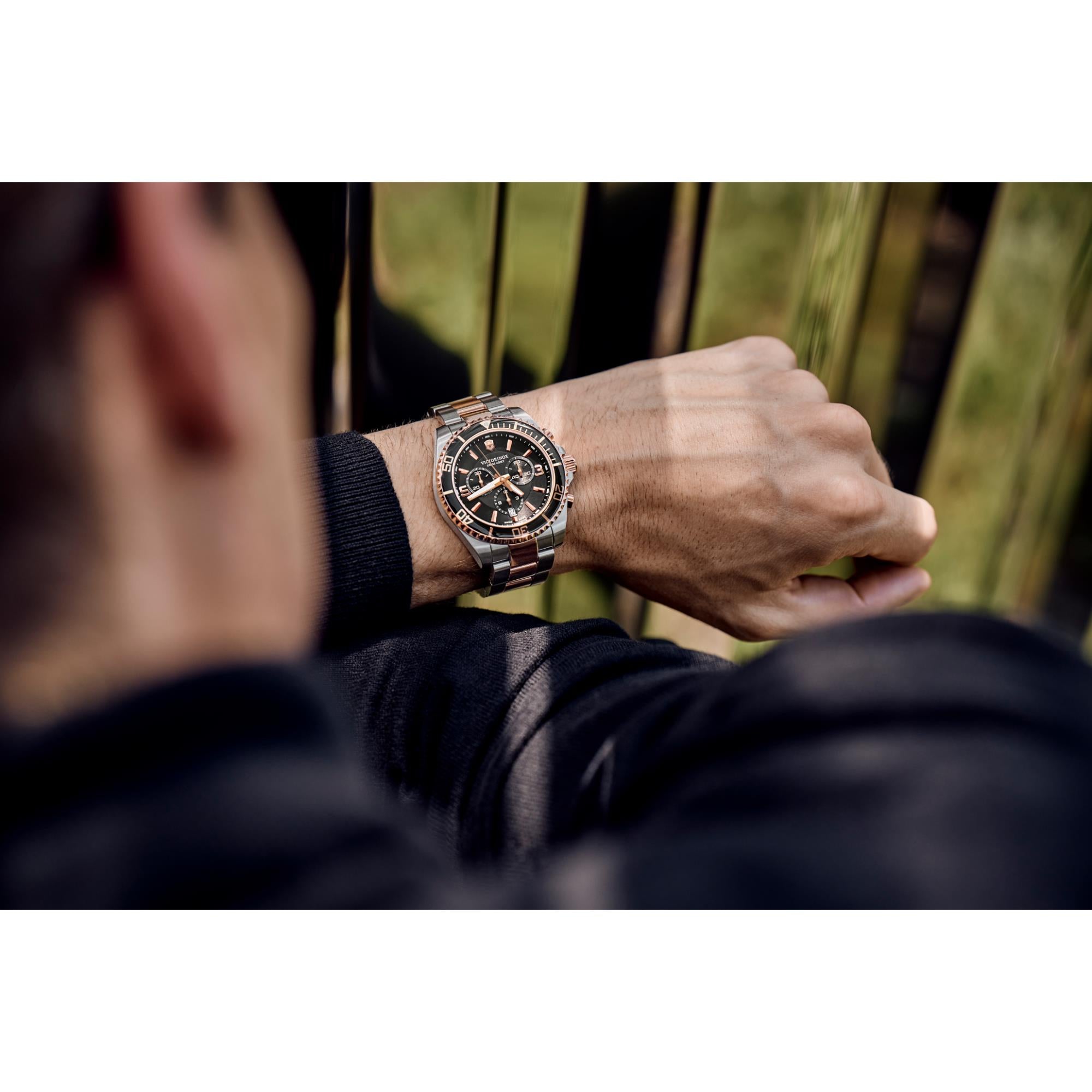 Victorinox Maverick 43mm Chronograph Black Dial Steel Mens Quartz Watch 241952