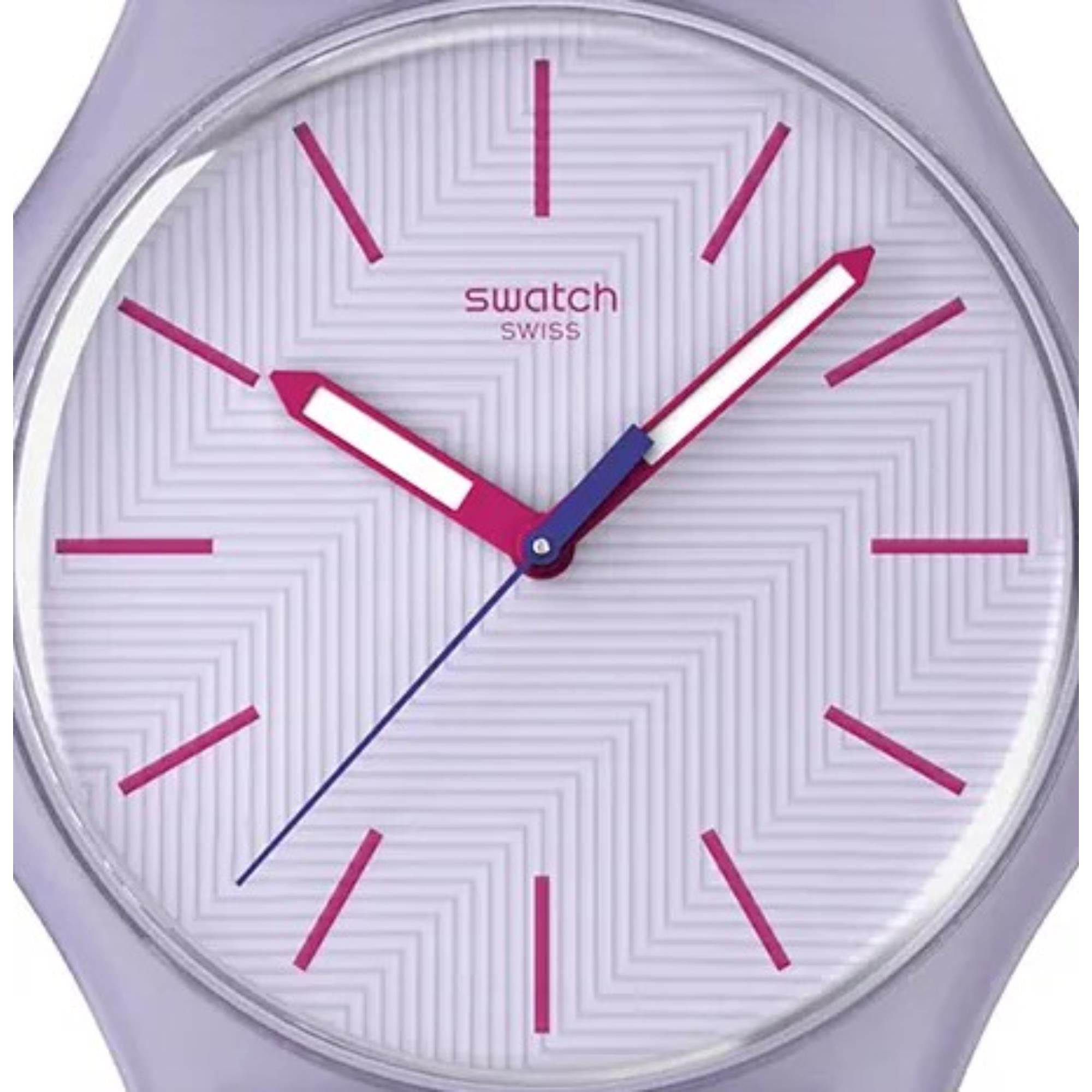 Swatch Originals Lavendaze Quartz Purple Dial Silicone Strap Watch SO29V101