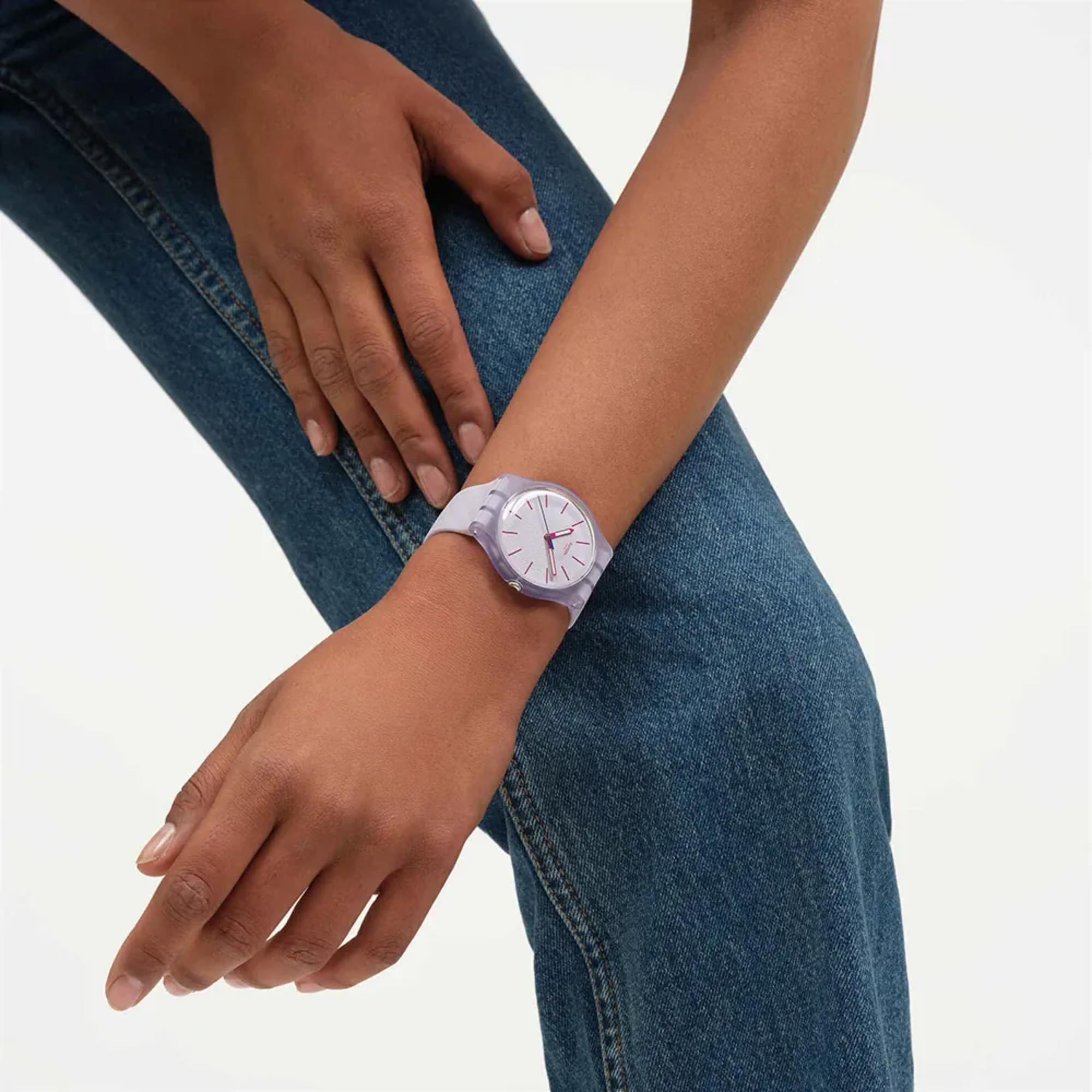 Swatch Originals Lavendaze Quartz Purple Dial Silicone Strap Watch SO29V101