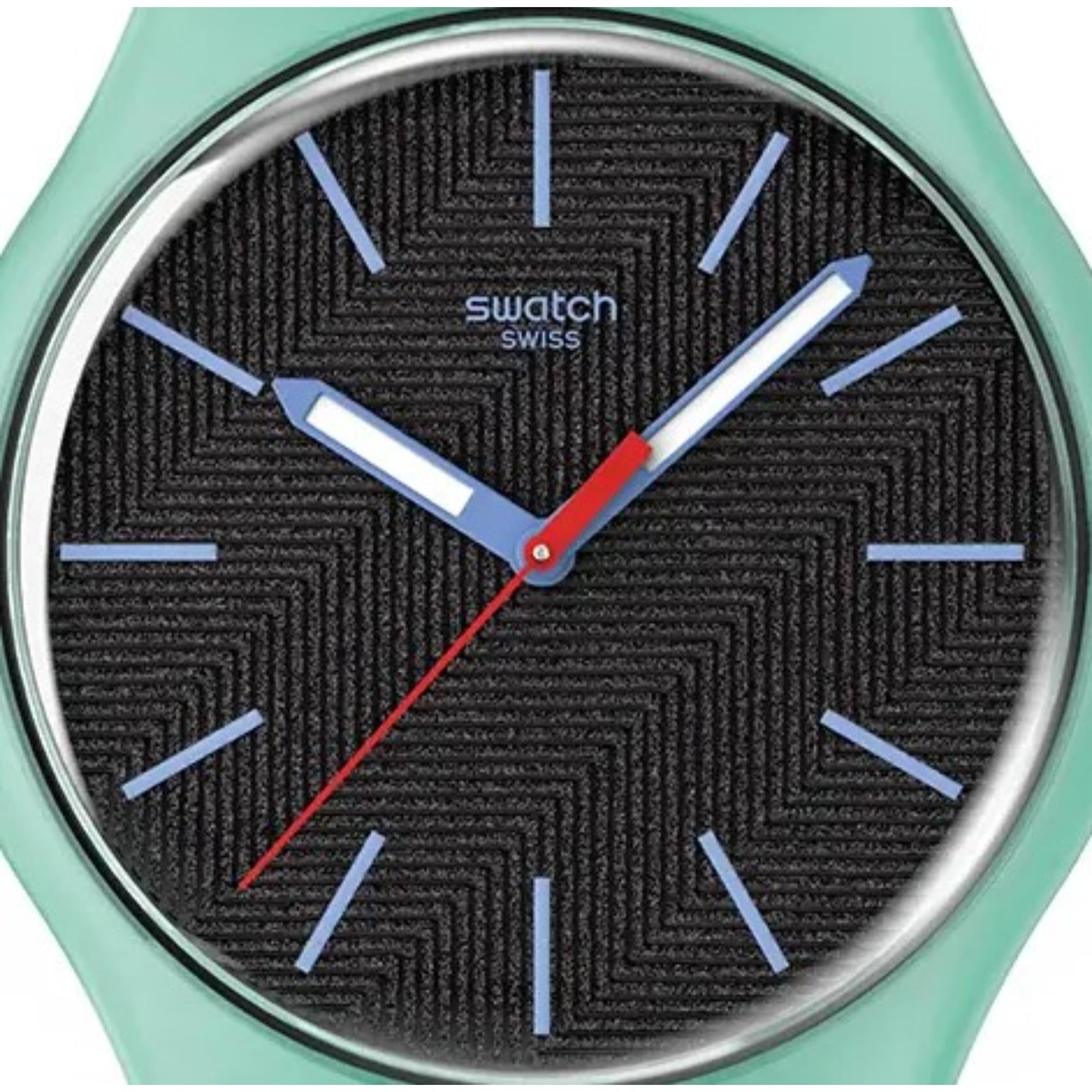 Swatch Originals Hint of Mint Quartz Black Dial Silicone Watch SO29L103