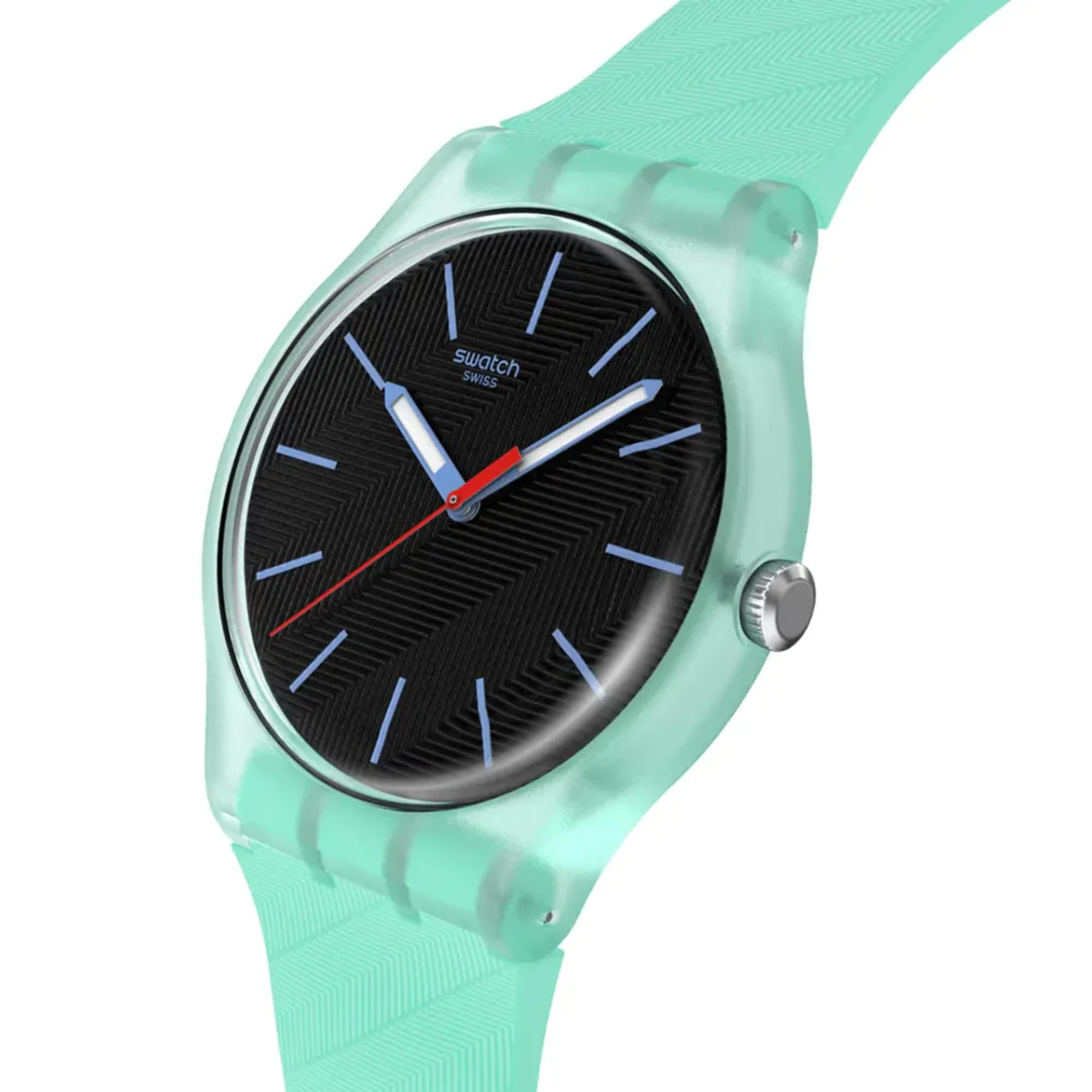 Swatch Originals Hint of Mint Quartz Black Dial Silicone Watch SO29L103