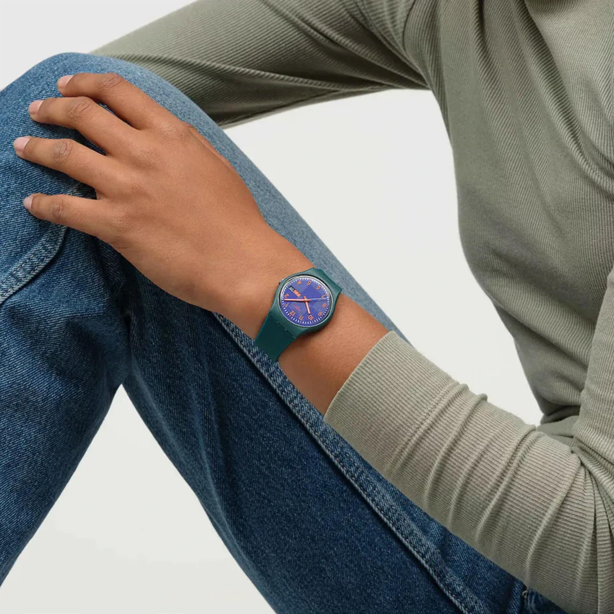 Swatch Originals Musterbildung Blau Zifferblatt Silikonarmband Uhr SO28N706